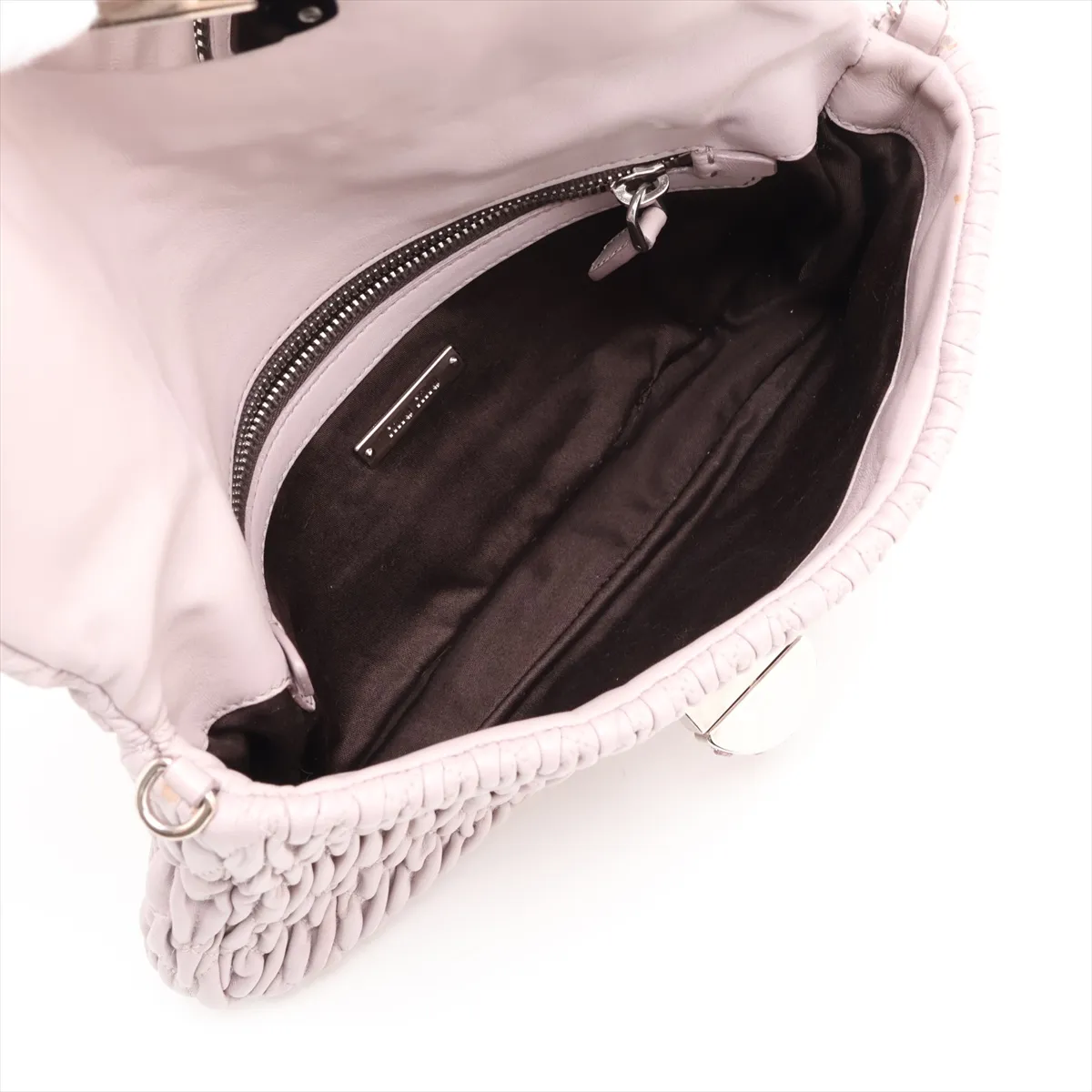 Matelassé Nappa Crystal Leather Chain Shoulder Bag, Pink — view 6