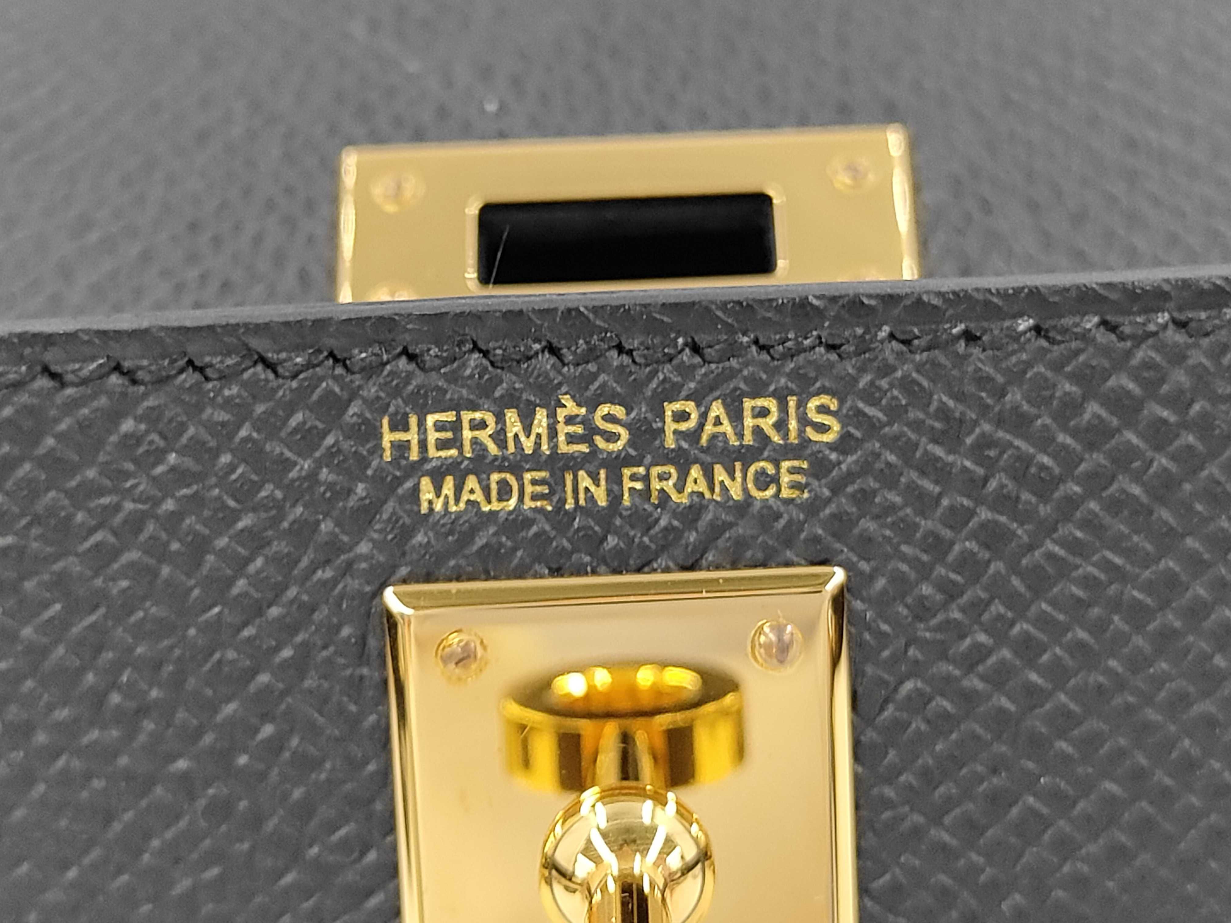 Mini Kelly W engraved gold Epson black handbag — view 11