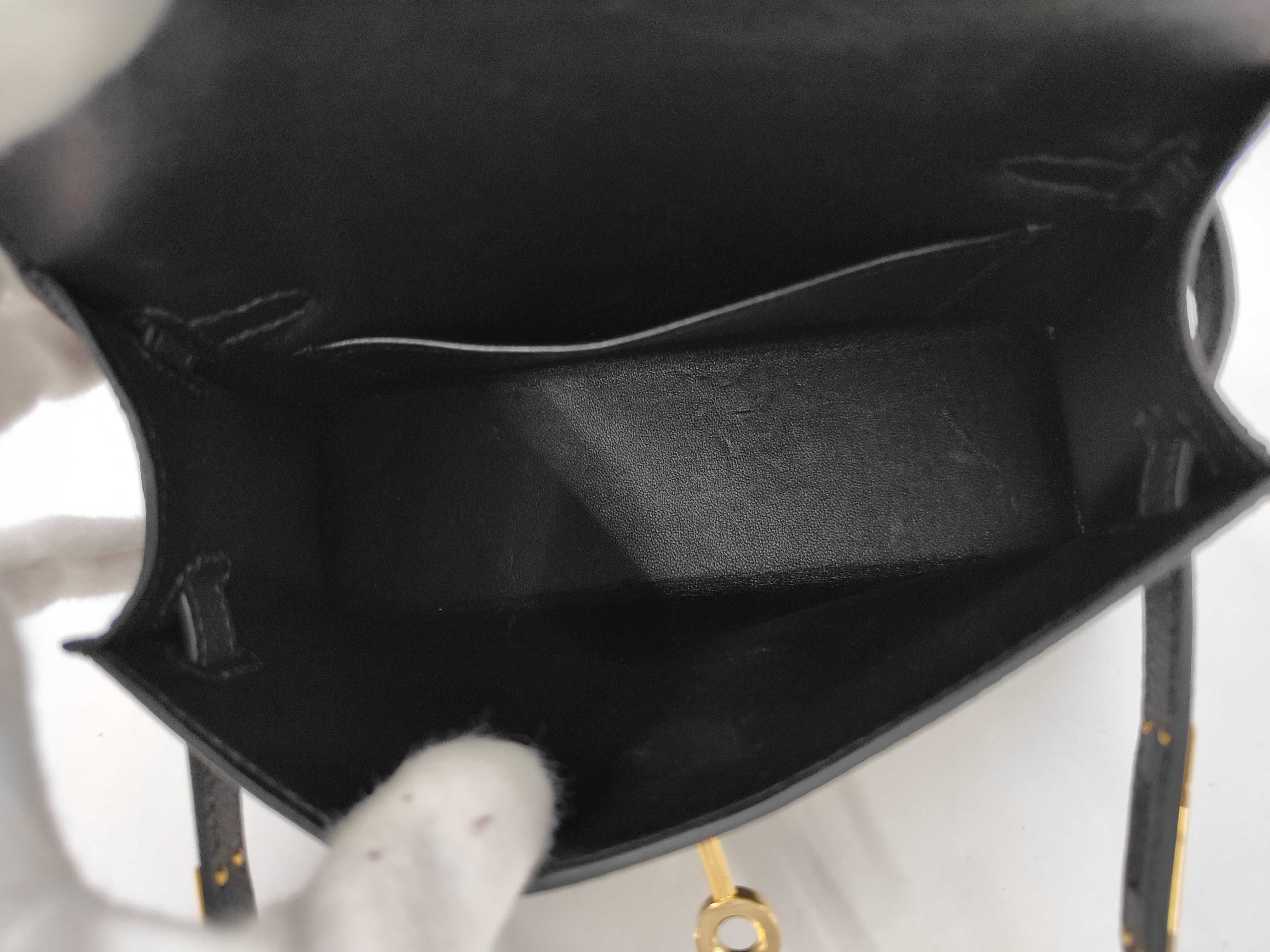 Mini Kelly W engraved gold Epson black handbag — view 8