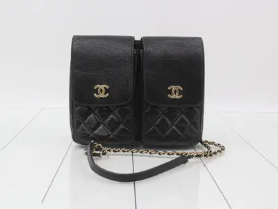 Double pocket Matelassé shoulder bag