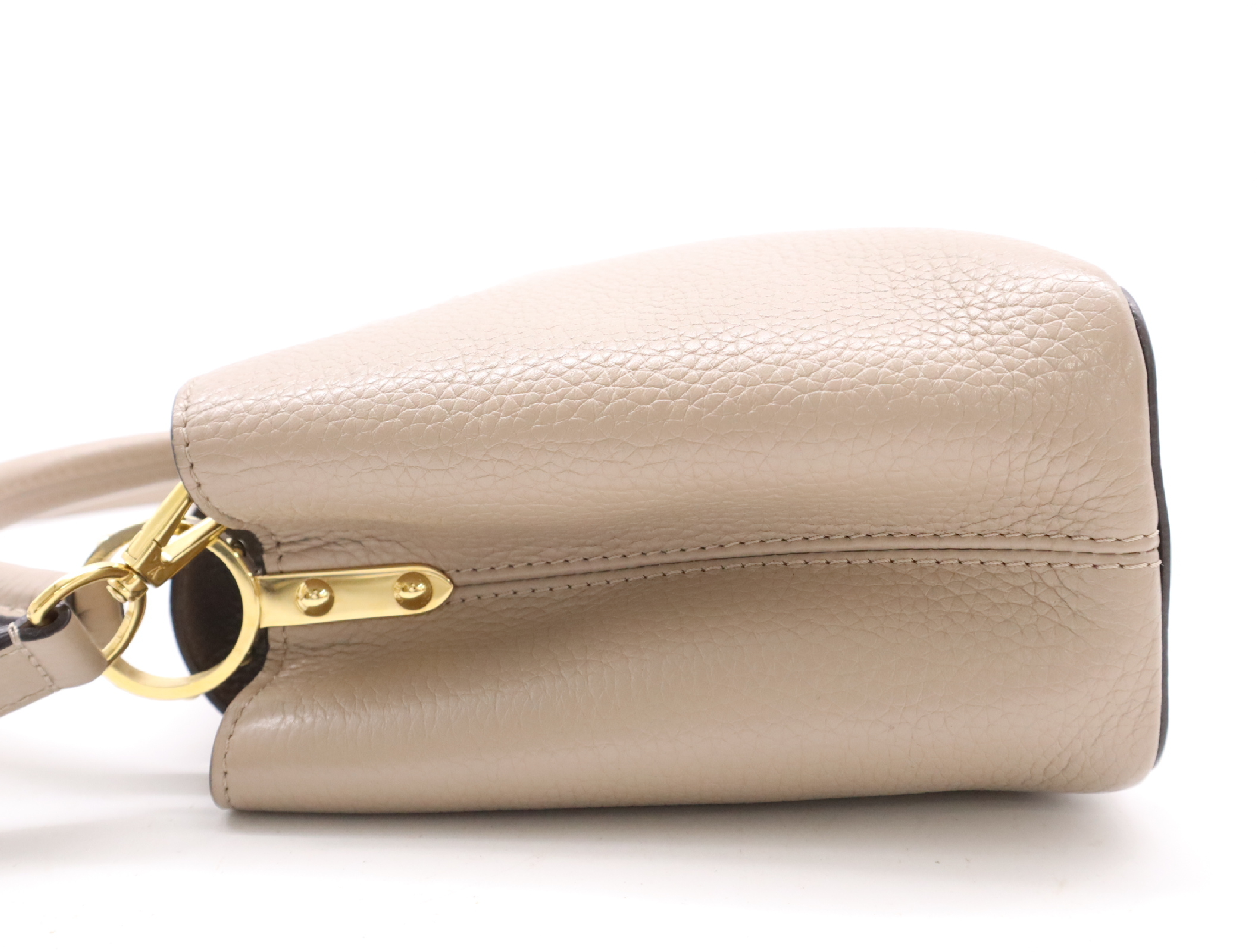 M24736 Taurillon Capucines BB Galet Handbag (RFID detected, no serial tag, includes shoulder strap, box, and dust bag) — view 3