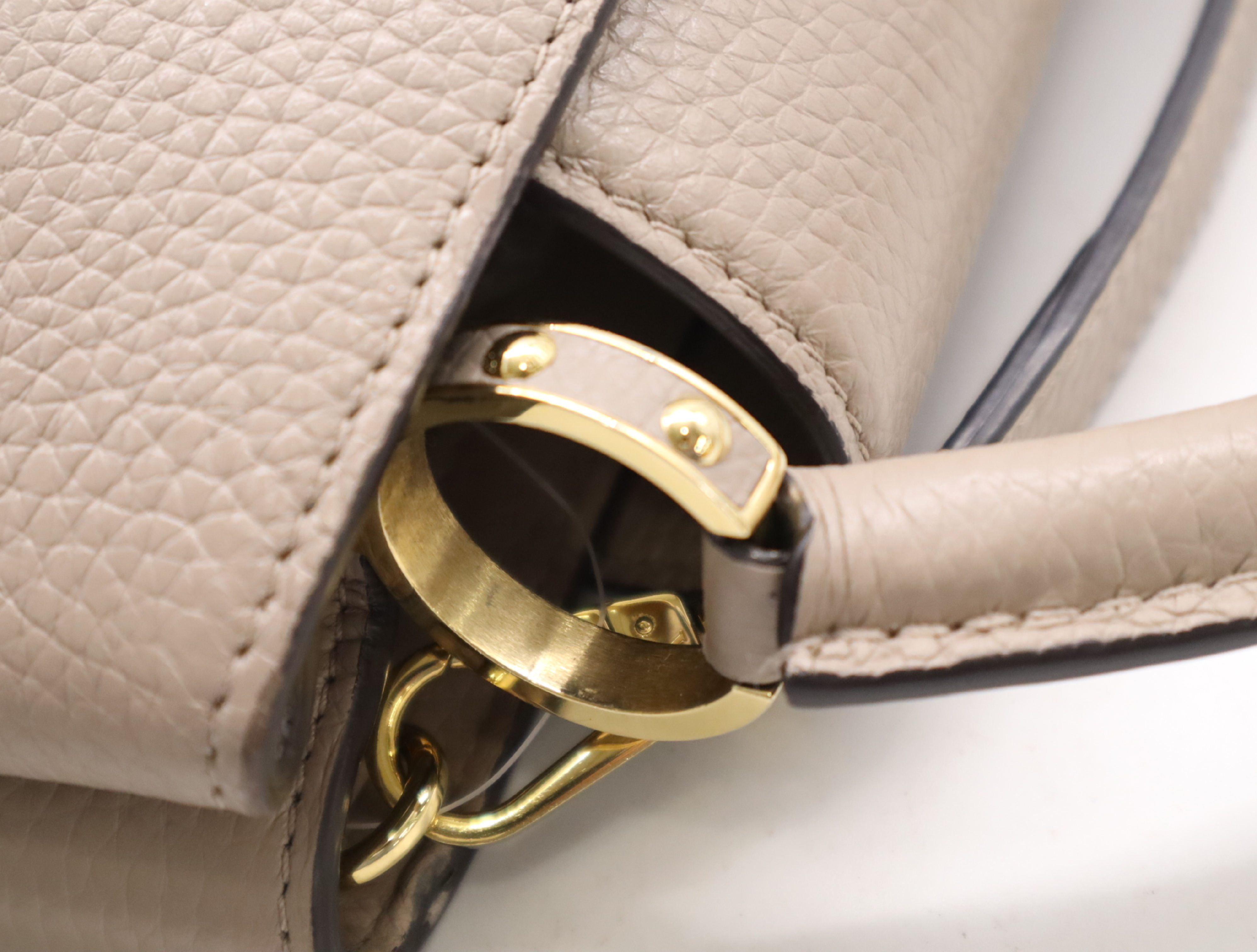 M24736 Taurillon Capucines BB Galet Handbag (RFID detected, no serial tag, includes shoulder strap, box, and dust bag) — view 8