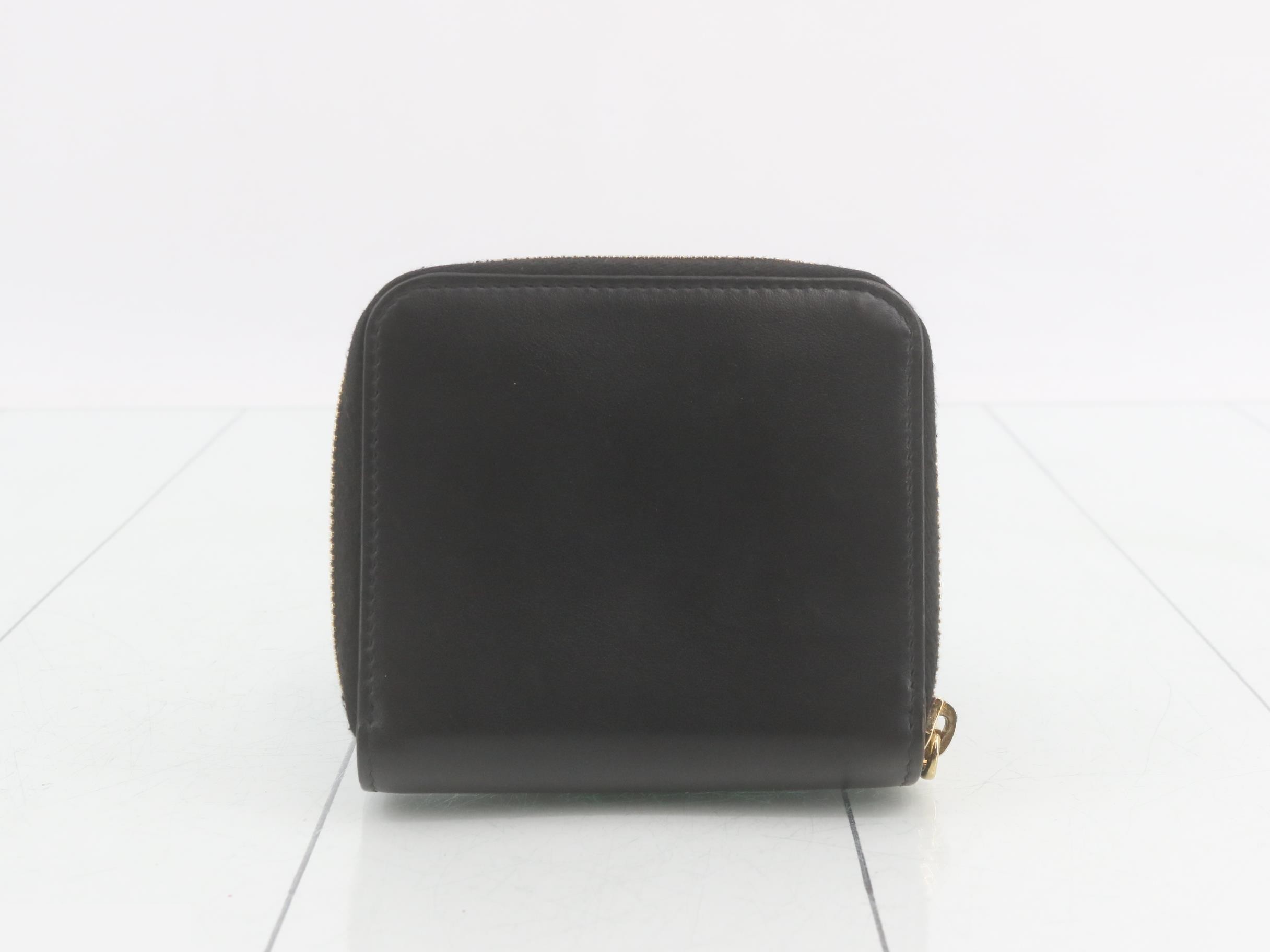 Logo bi-fold wallet, round zip, leather, black — view 2