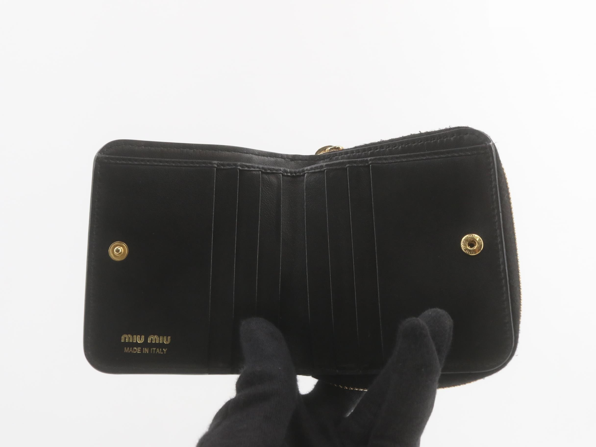 Logo bi-fold wallet, round zip, leather, black — view 4