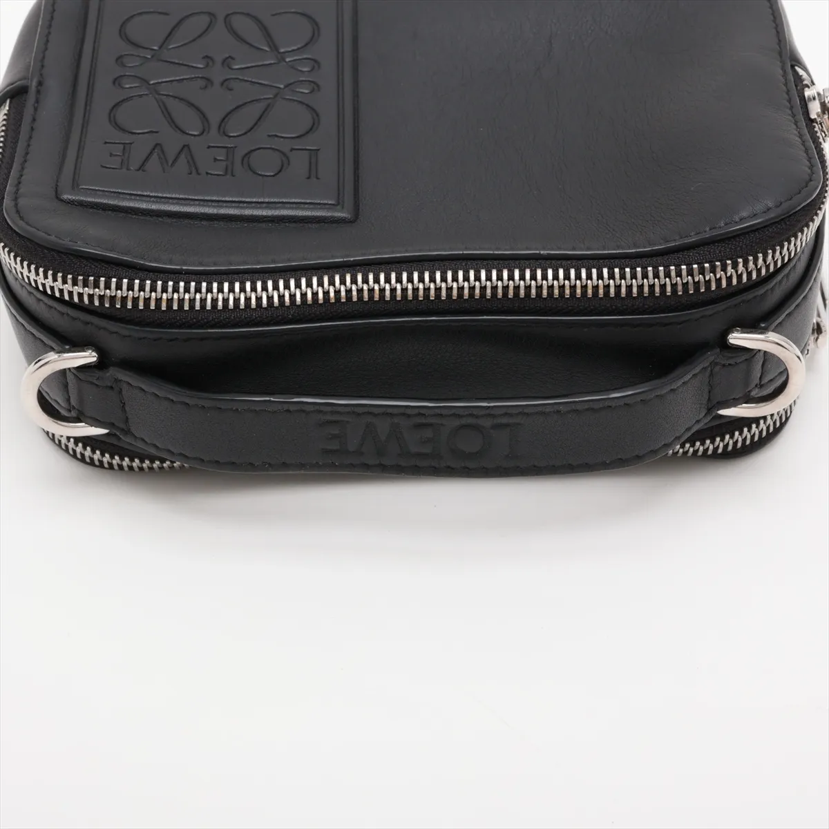 Camera Crossbody Bag Mini Leather 2-Way Shoulder Bag Black — view 5