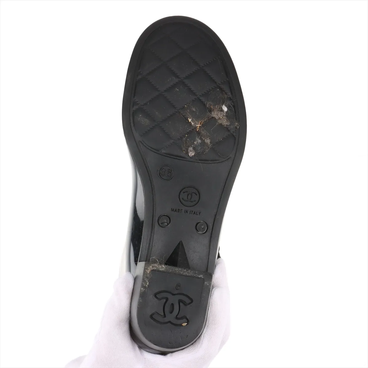 Coco Mark Camellia Rubber Rain Boots, Size 36, Women's, Black. — view 9