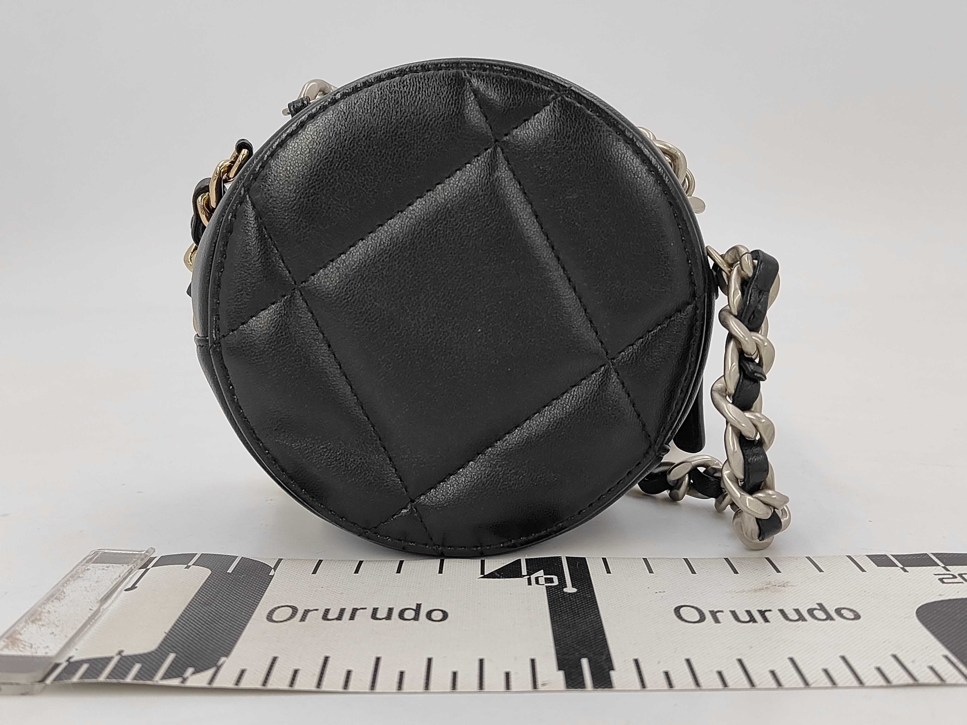 Round Mini Chain Shoulder Bag, Black Lambskin, Coco Mark Shoulder Bag — view 2
