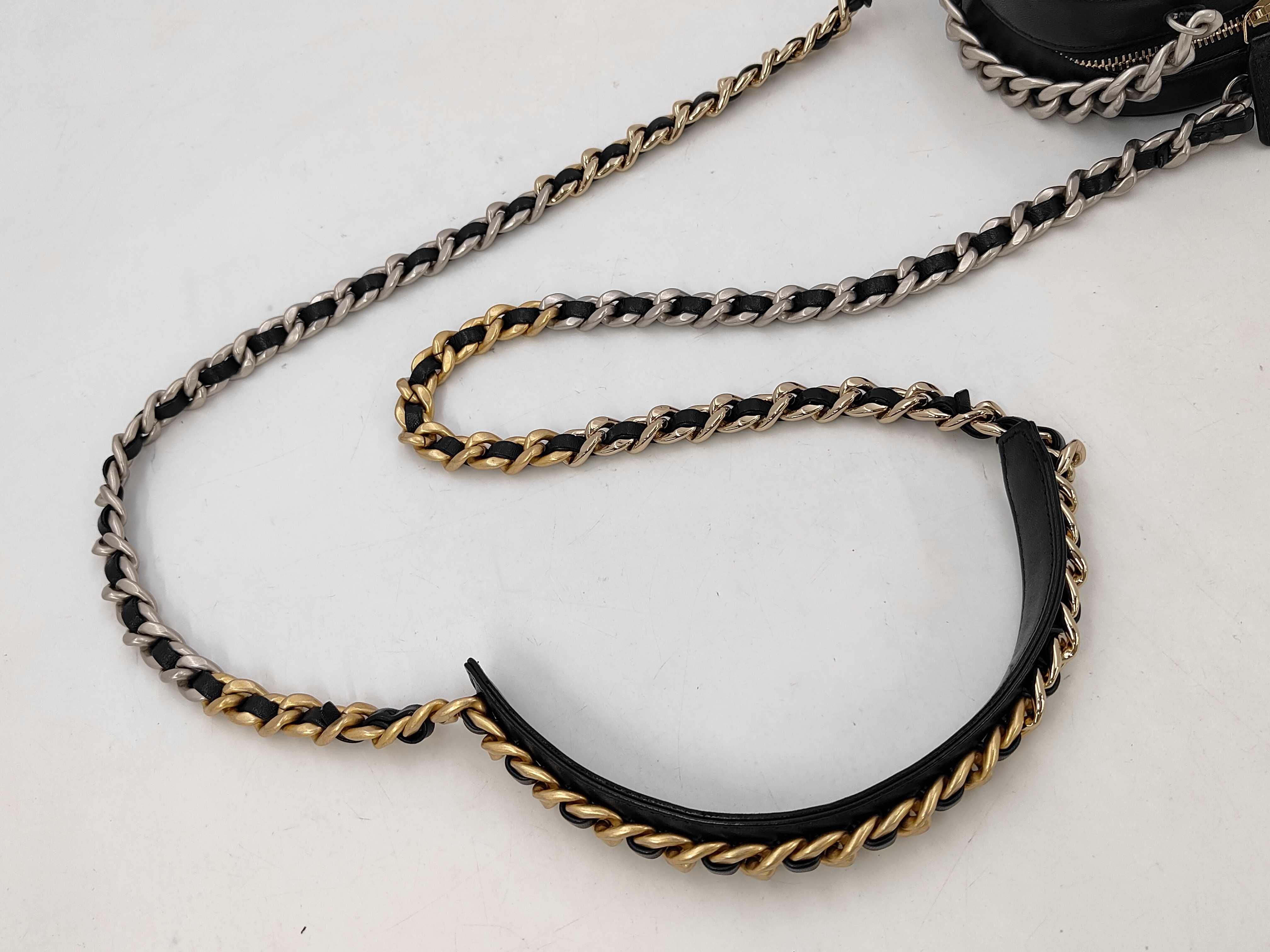 Round Mini Chain Shoulder Bag, Black Lambskin, Coco Mark Shoulder Bag — view 3