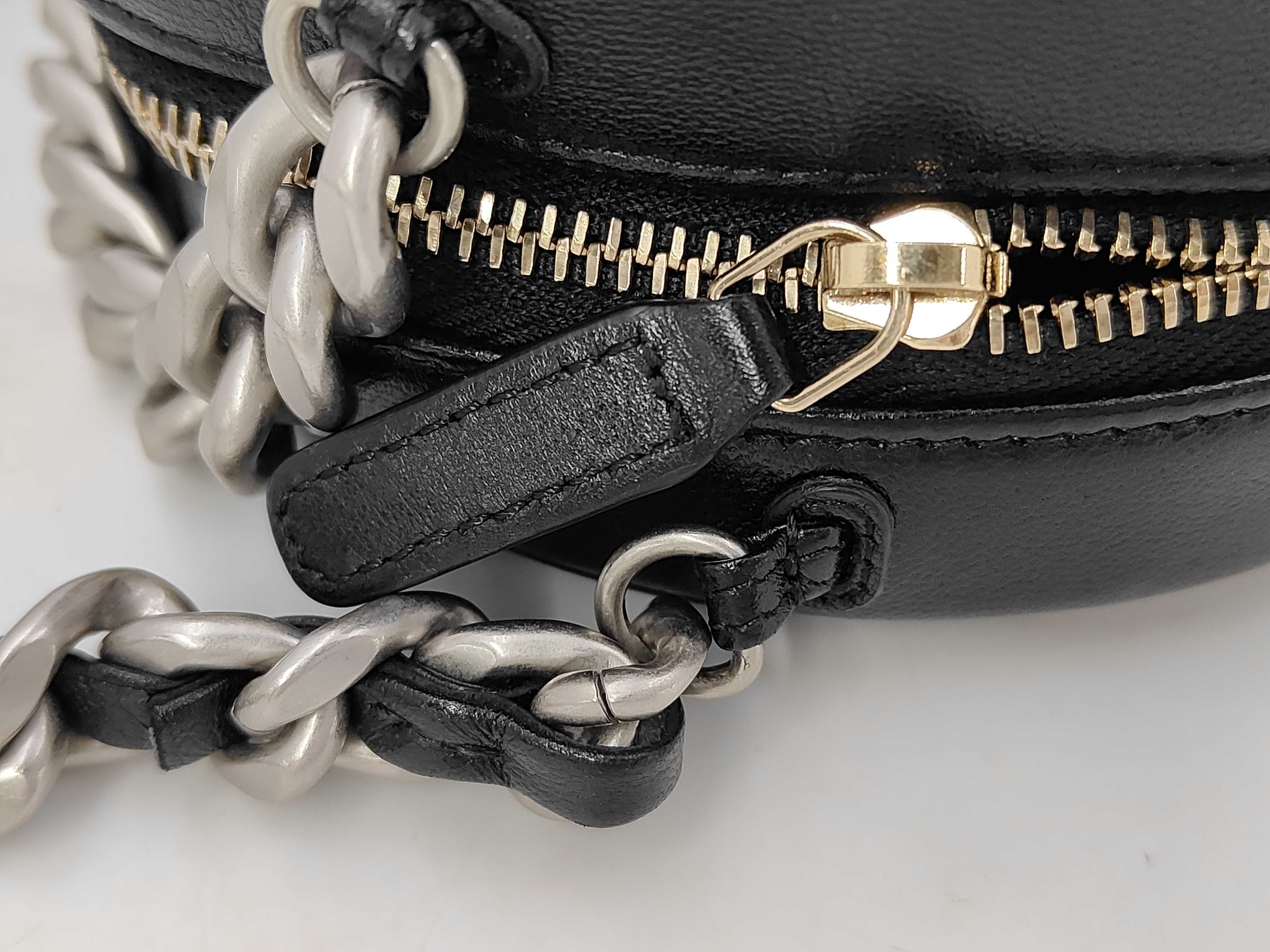 Round Mini Chain Shoulder Bag, Black Lambskin, Coco Mark Shoulder Bag — view 5