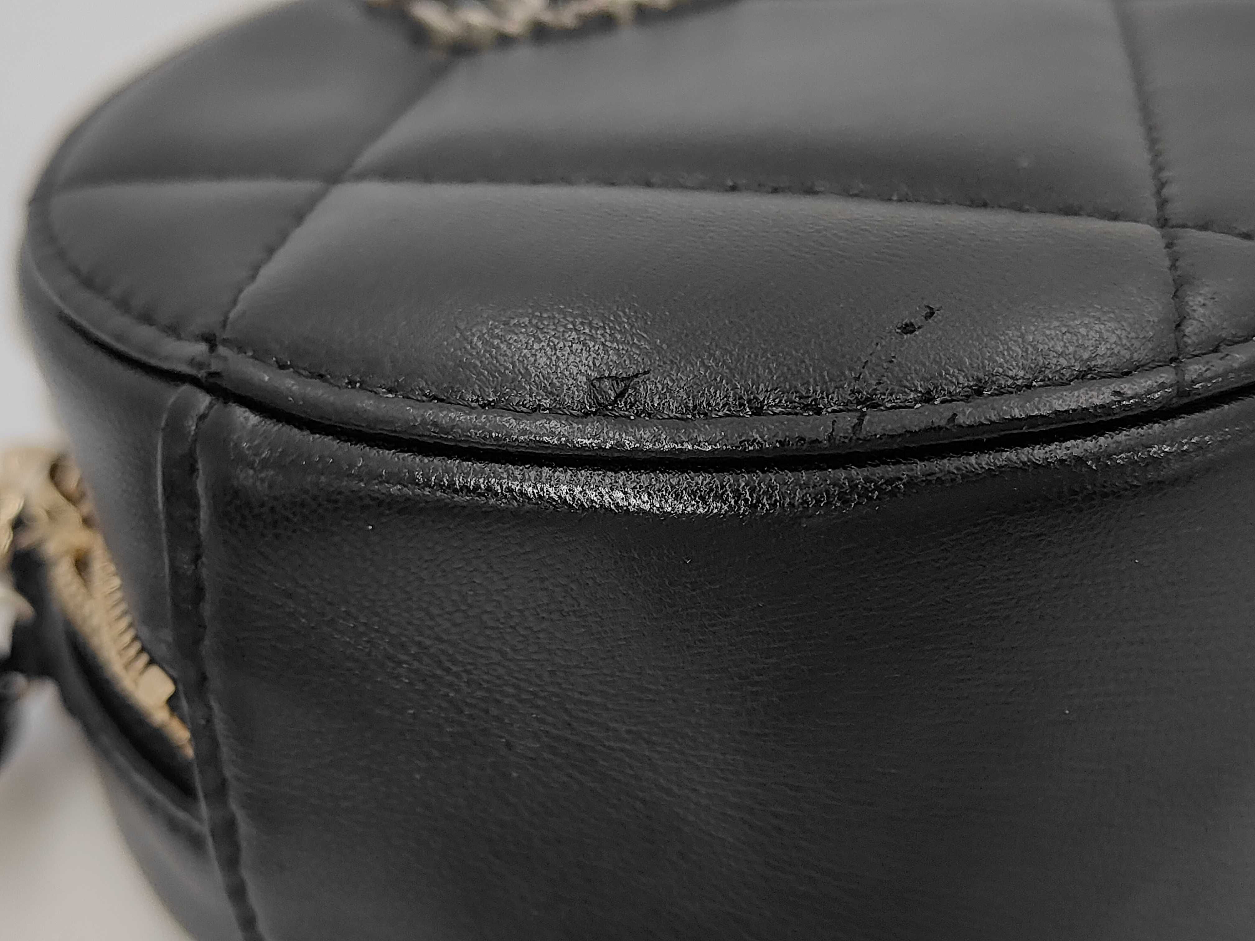 Round Mini Chain Shoulder Bag, Black Lambskin, Coco Mark Shoulder Bag — view 6