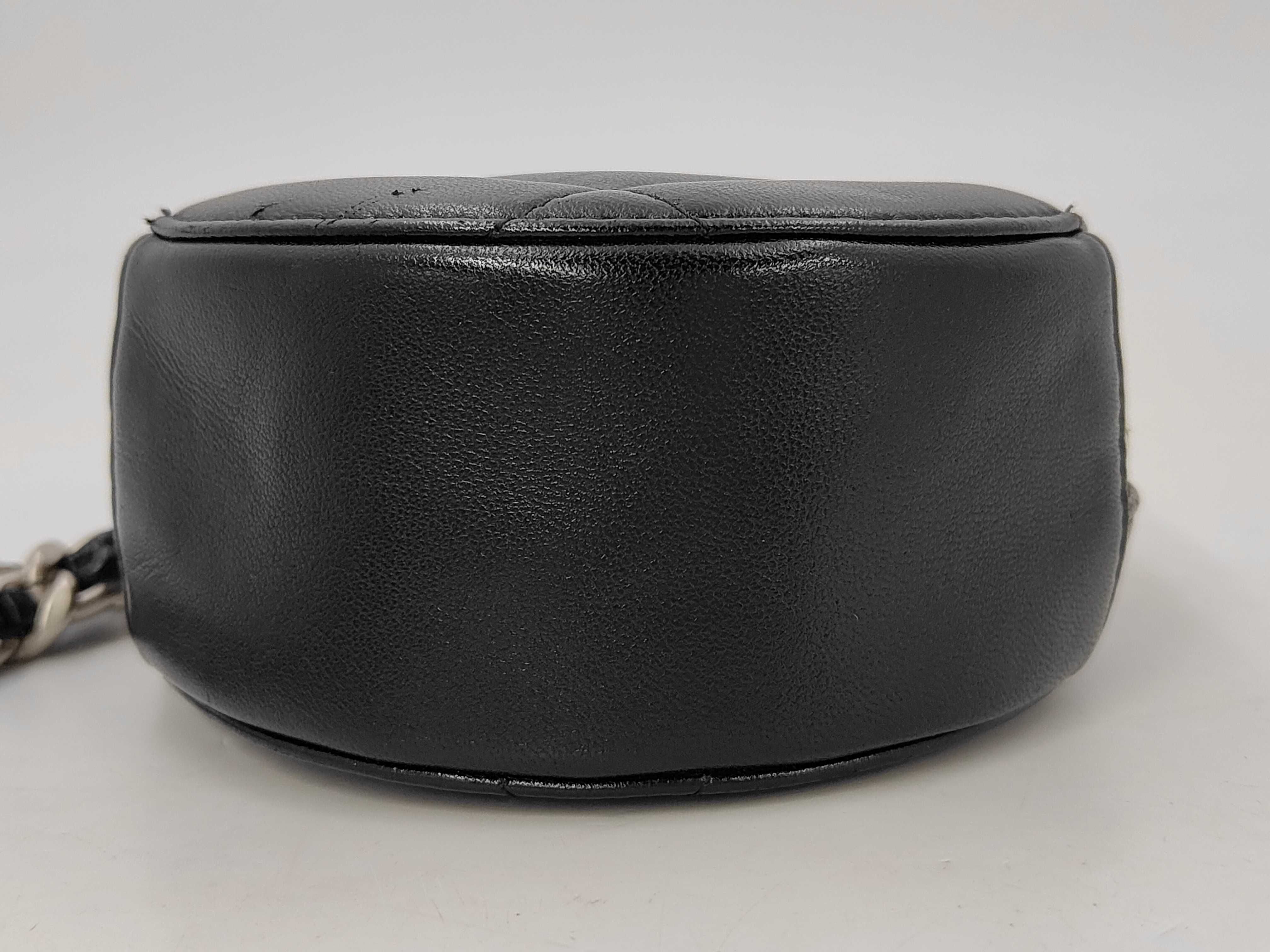 Round Mini Chain Shoulder Bag, Black Lambskin, Coco Mark Shoulder Bag — view 7