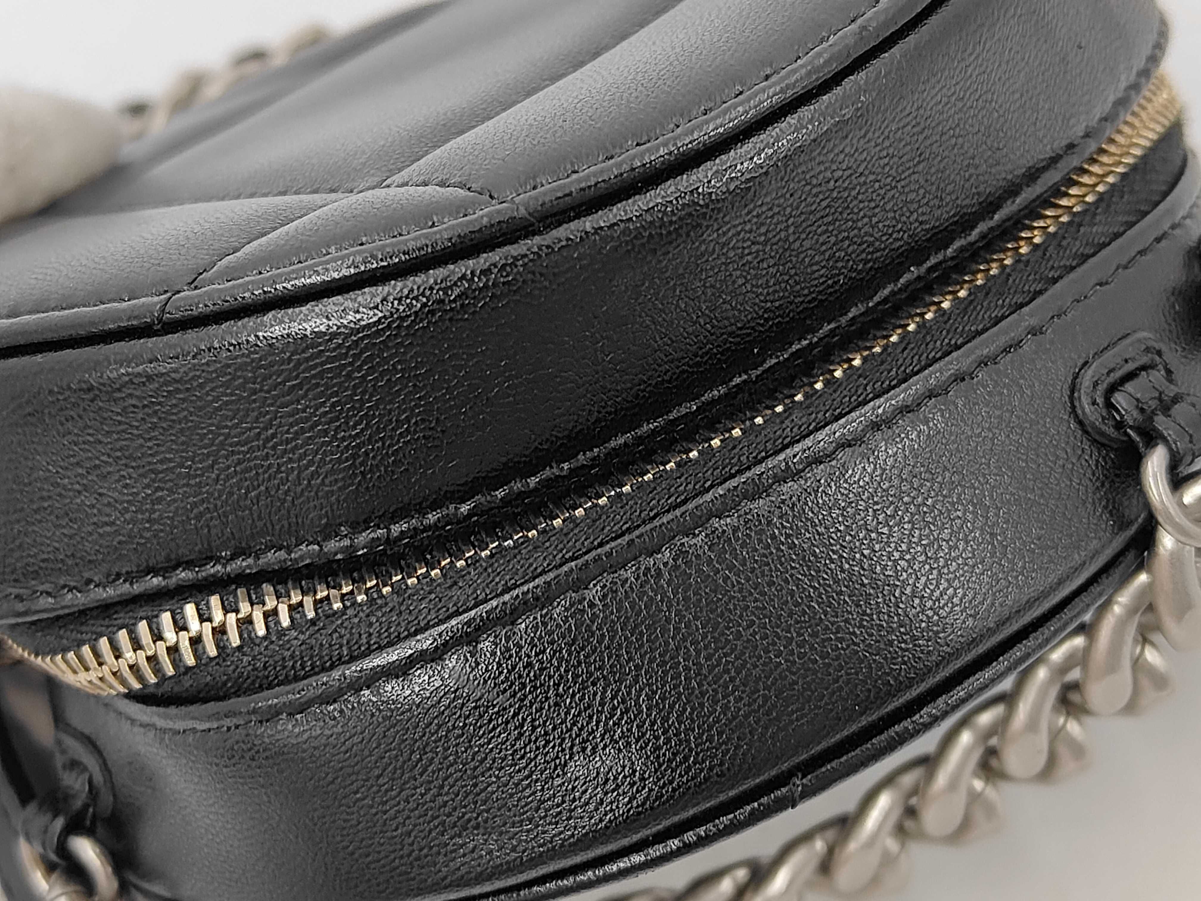 Round Mini Chain Shoulder Bag, Black Lambskin, Coco Mark Shoulder Bag — view 8
