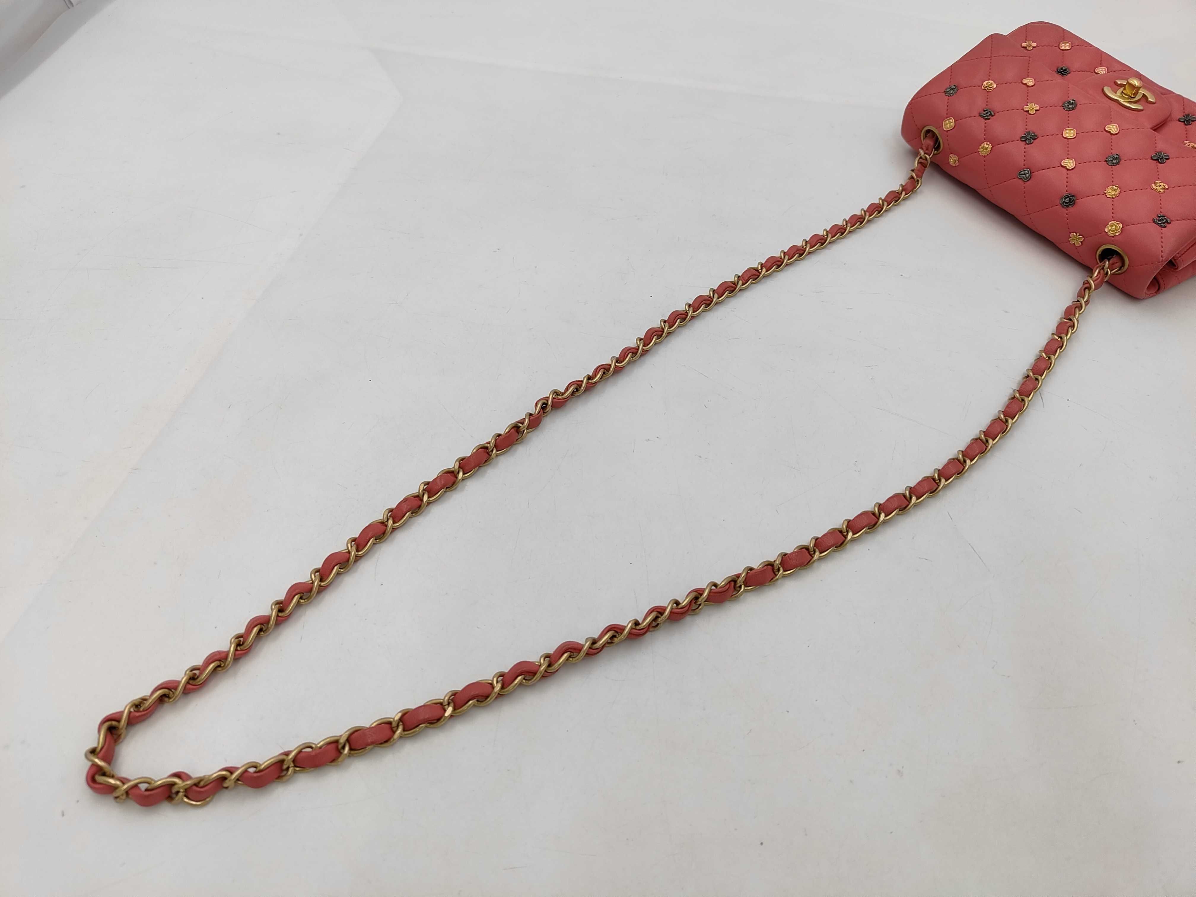 Matelassé 20 Studded Lambskin Chain Shoulder Bag with Gold Hardware, Card and Seal Serial Number 26, Pink Shoulder Bag — view 6