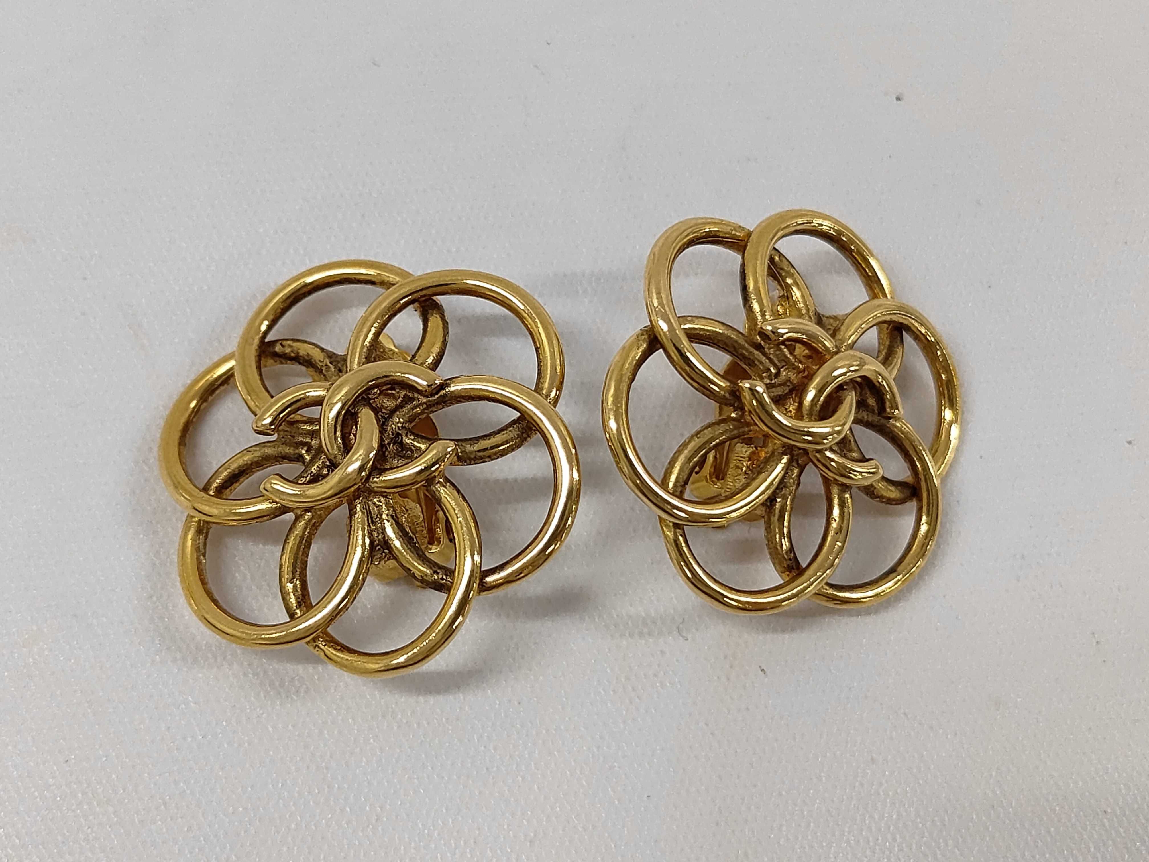 Earrings, Chanel Coco Mark Flower Motif, Plated, 245g, 12.4g