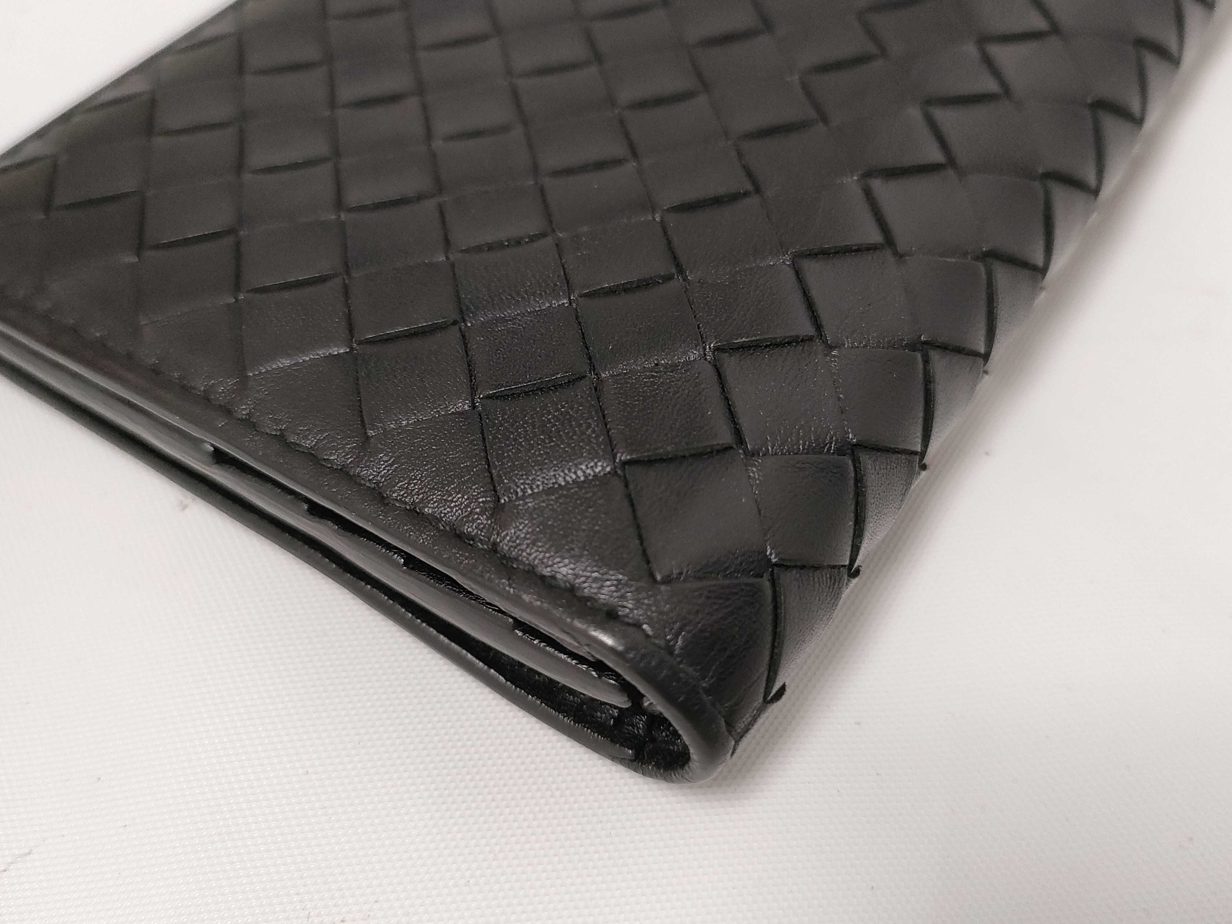 Intrecciato Long Wallet Leather Black — view 3