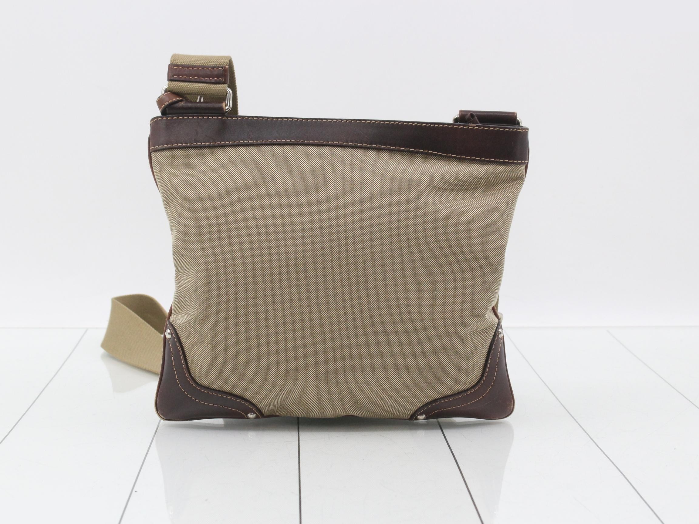 Shoulder bag, canvas and leather, beige — view 2