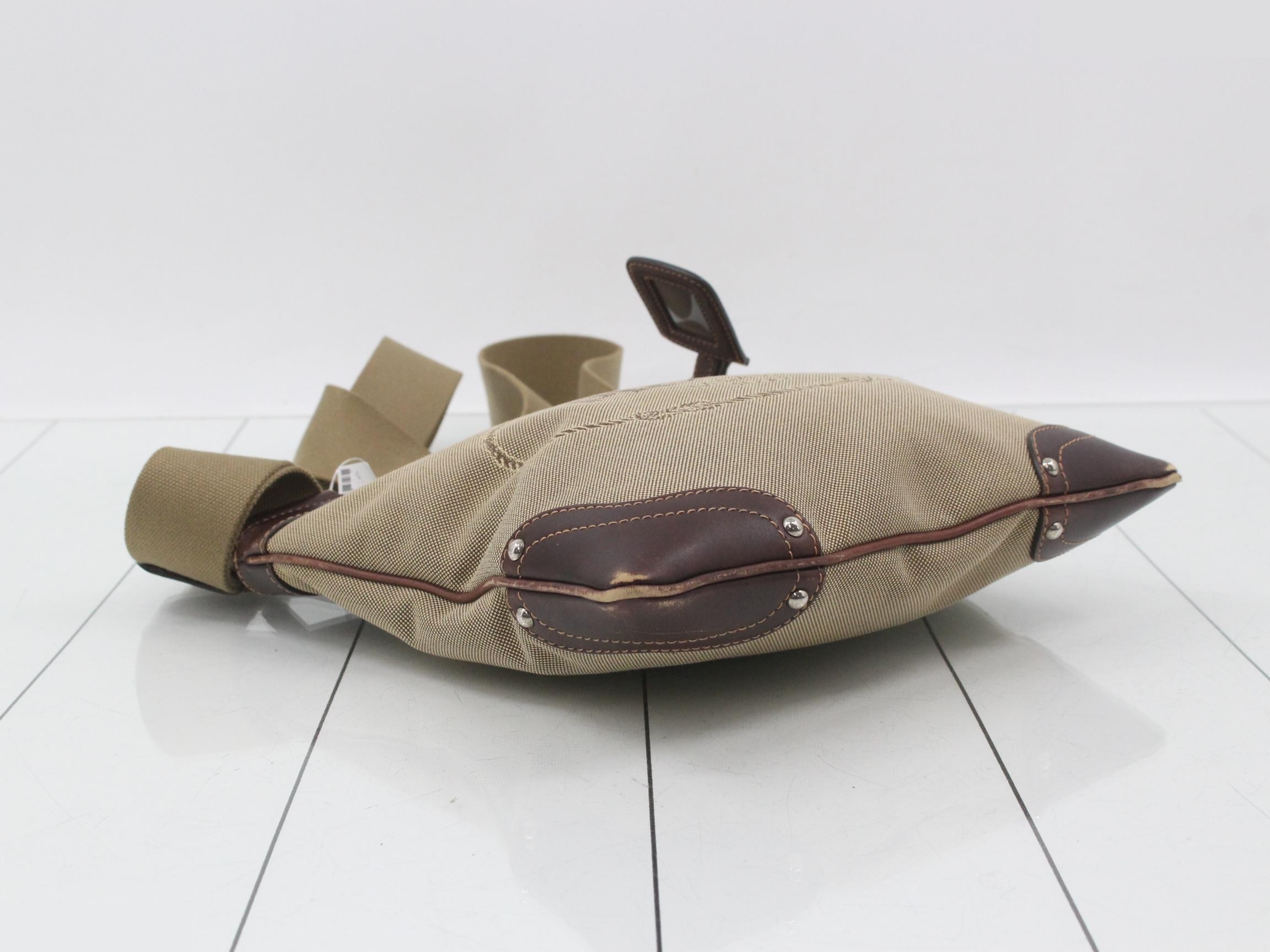 Shoulder bag, canvas and leather, beige — view 5