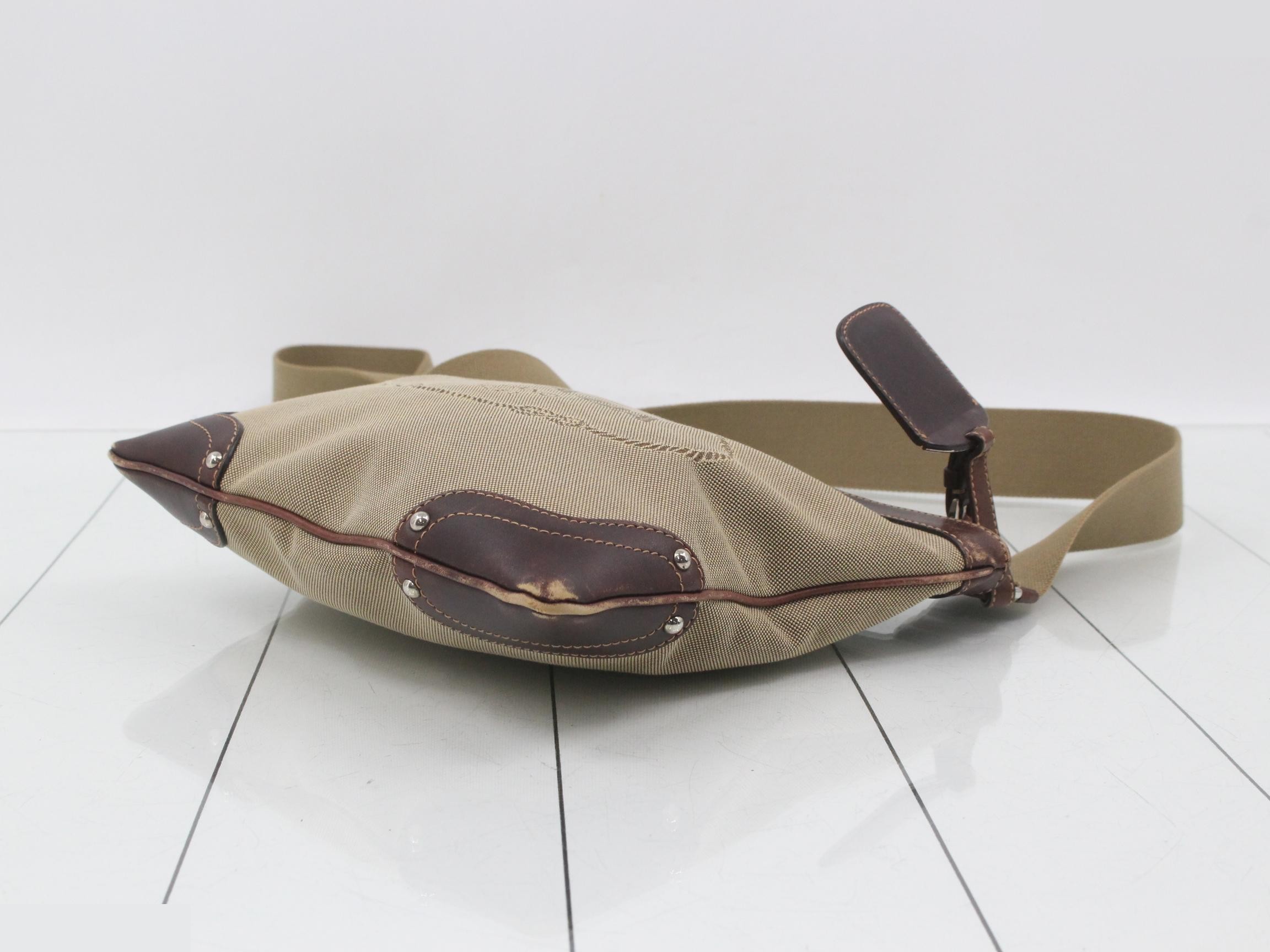 Shoulder bag, canvas and leather, beige — view 6