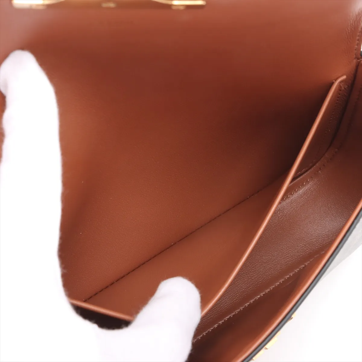 Triomphe Claude PVC x Leather Shoulder Bag Brown — view 7