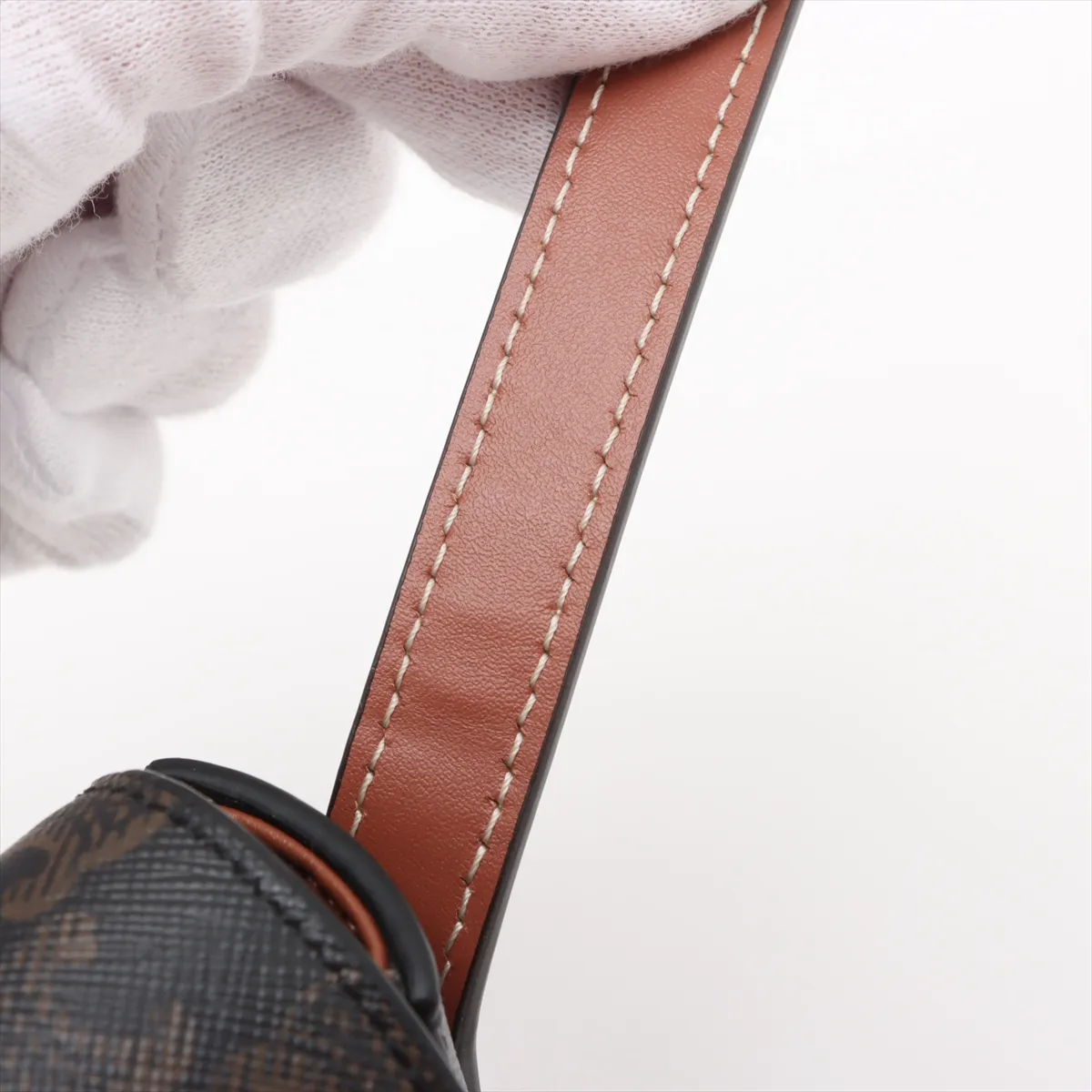 Triomphe Claude PVC x Leather Shoulder Bag Brown — view 10
