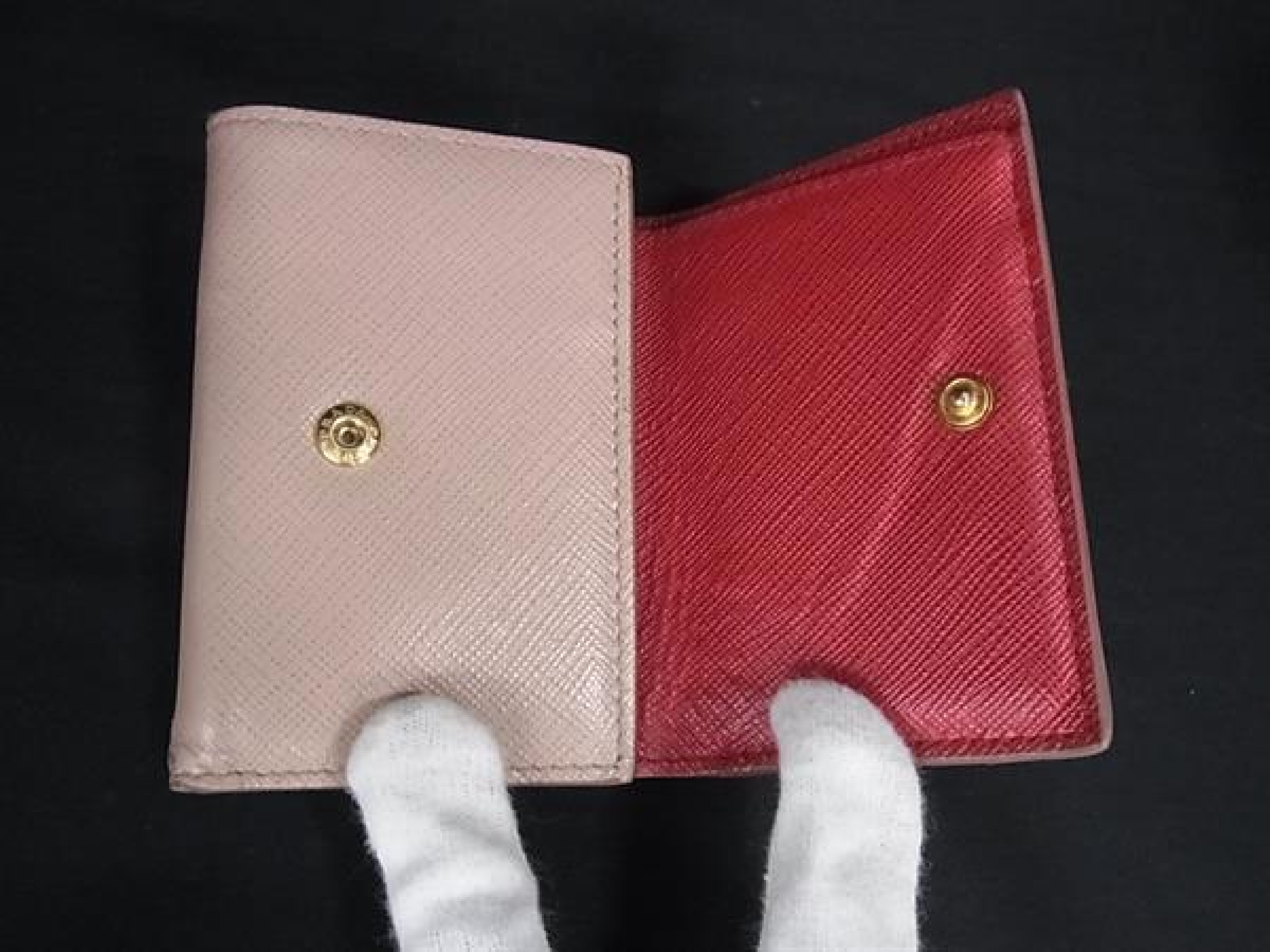 Saffiano Leather Tri-fold Wallet, Billfold, Coin Purse, Card Slots, Women's, Beige, FW6046 — view 3
