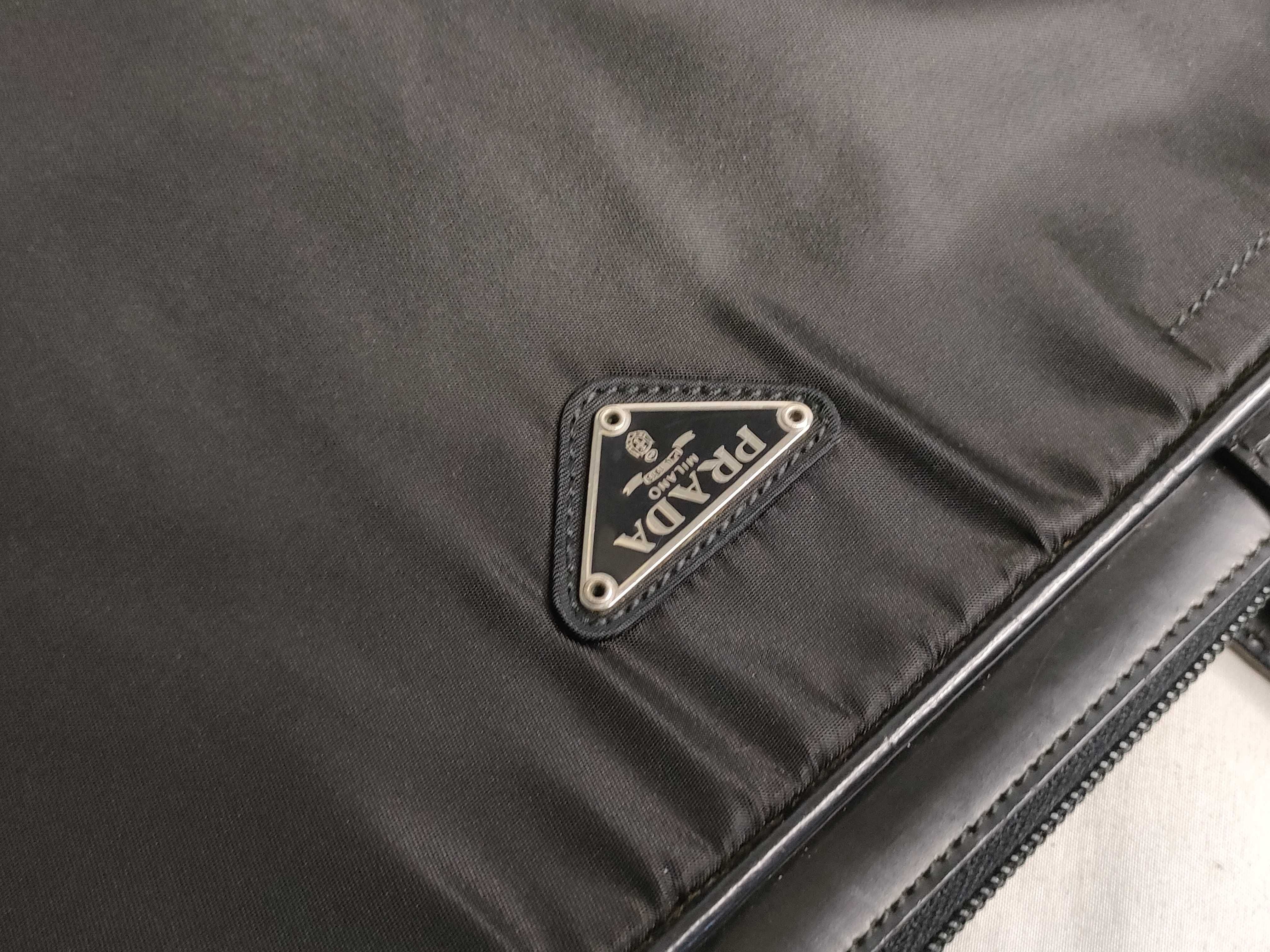 Nylon x Leather Tote Bag Black Tote Bag — view 14