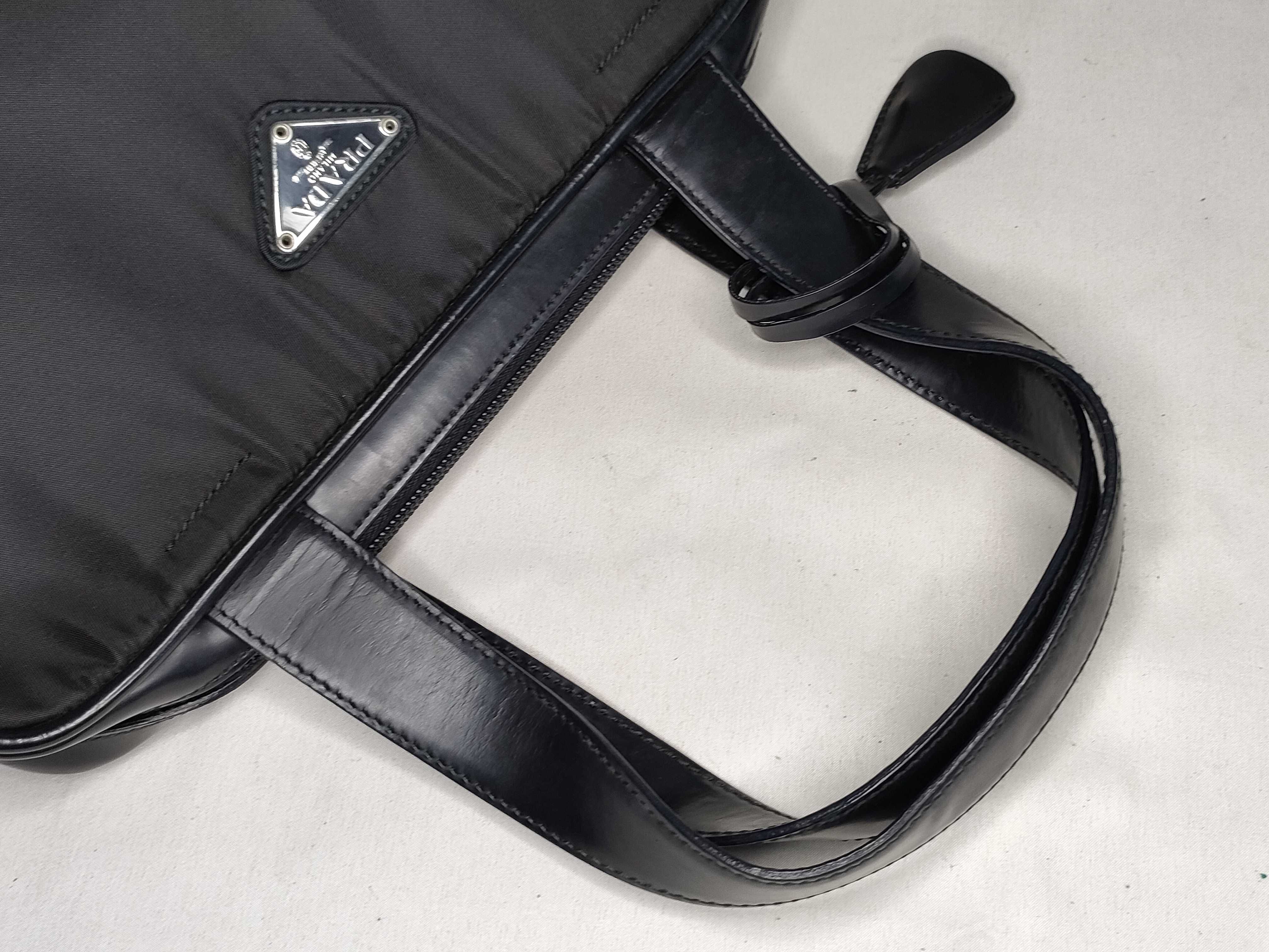 Nylon x Leather Tote Bag Black Tote Bag — view 3