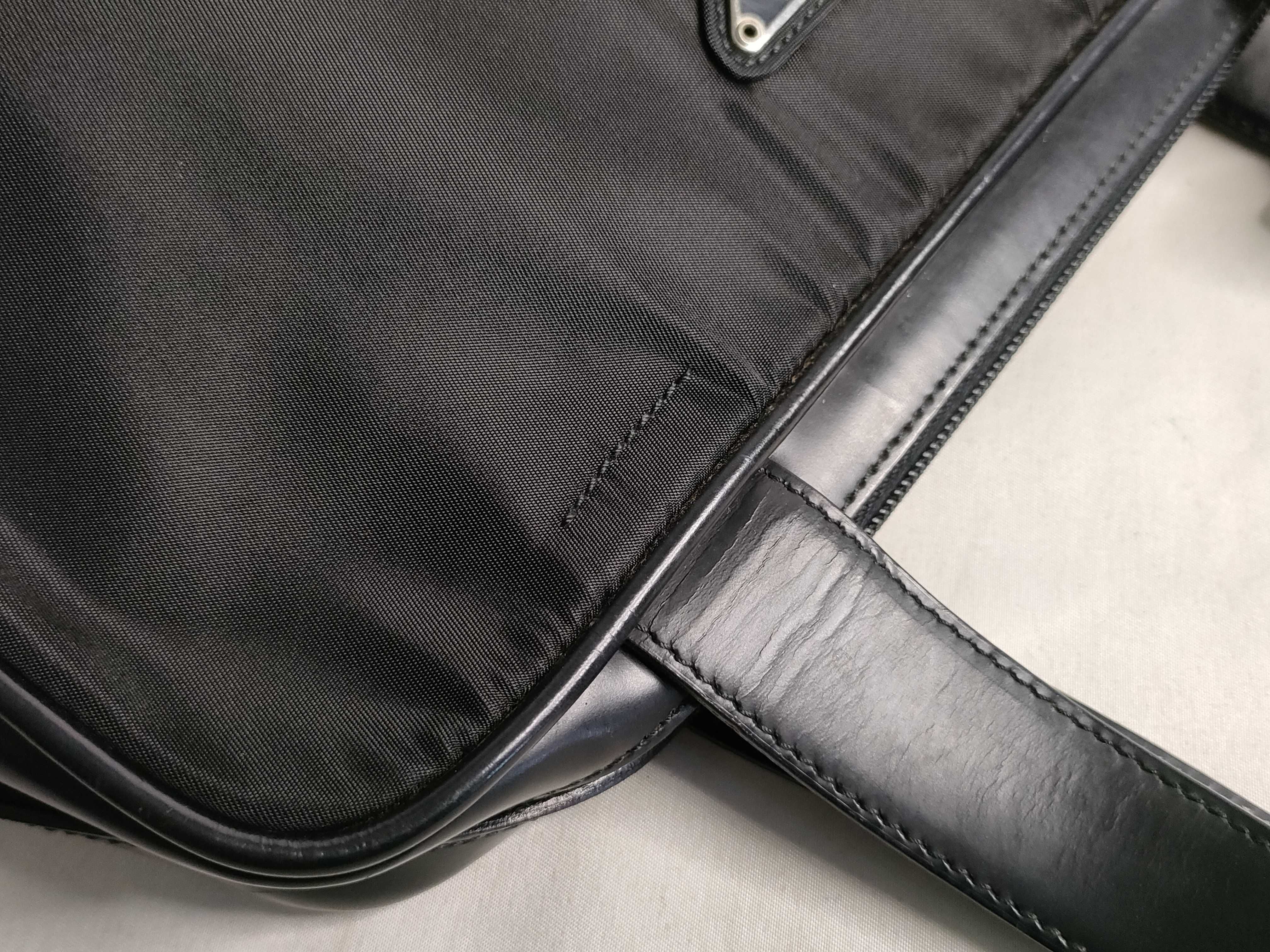 Nylon x Leather Tote Bag Black Tote Bag — view 5
