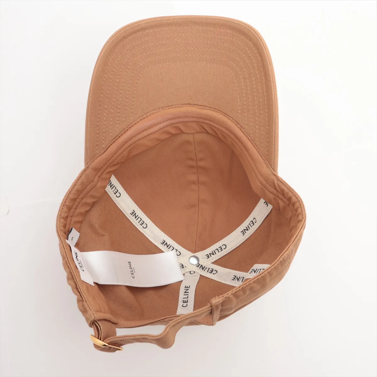 2AUT6234X Triomphe Cap, Size S, Cotton, Brown. Shows signs of wear including — view 4