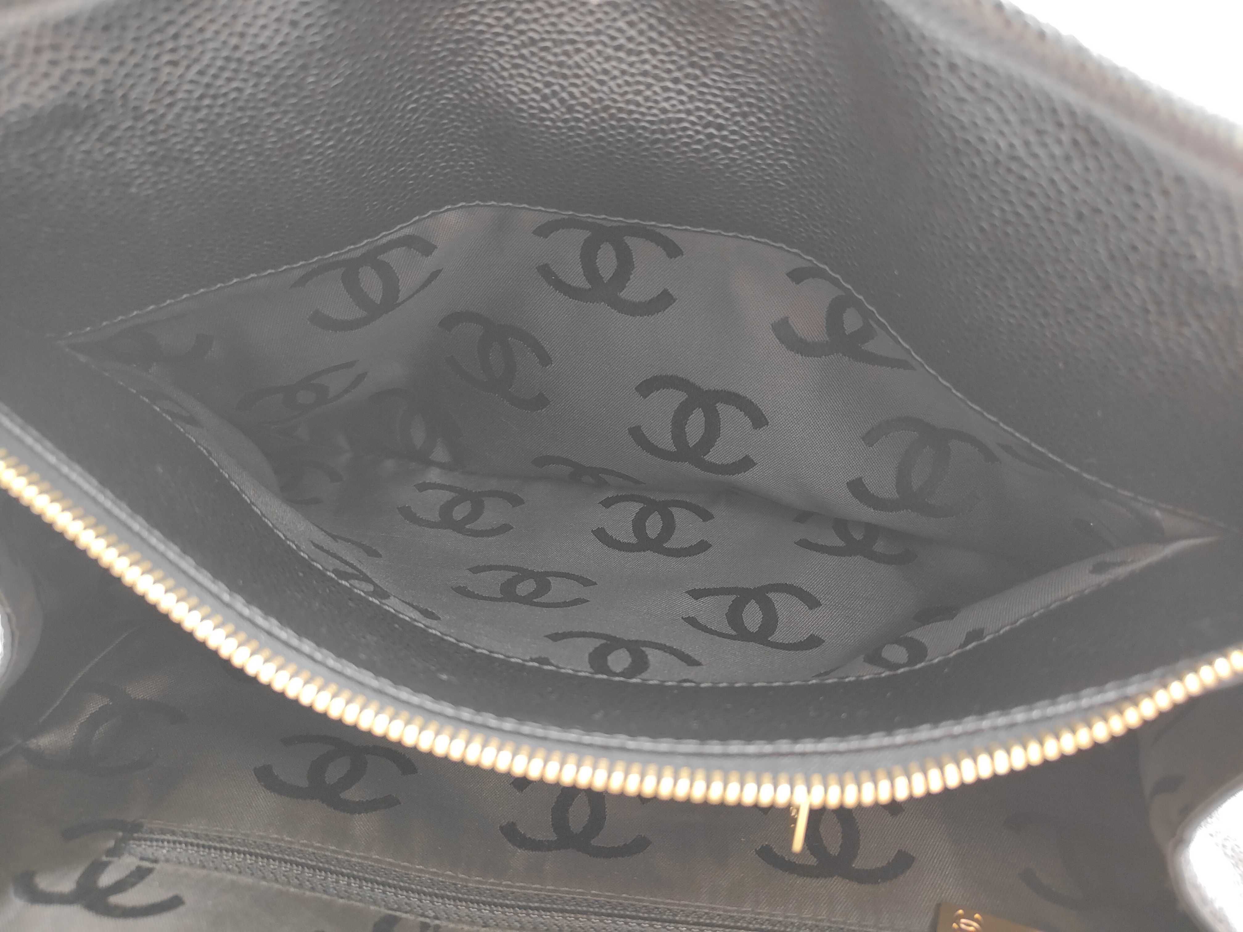 Coco Mark Caviar Skin Chain Tote Bag Shoulder Bag — view 12