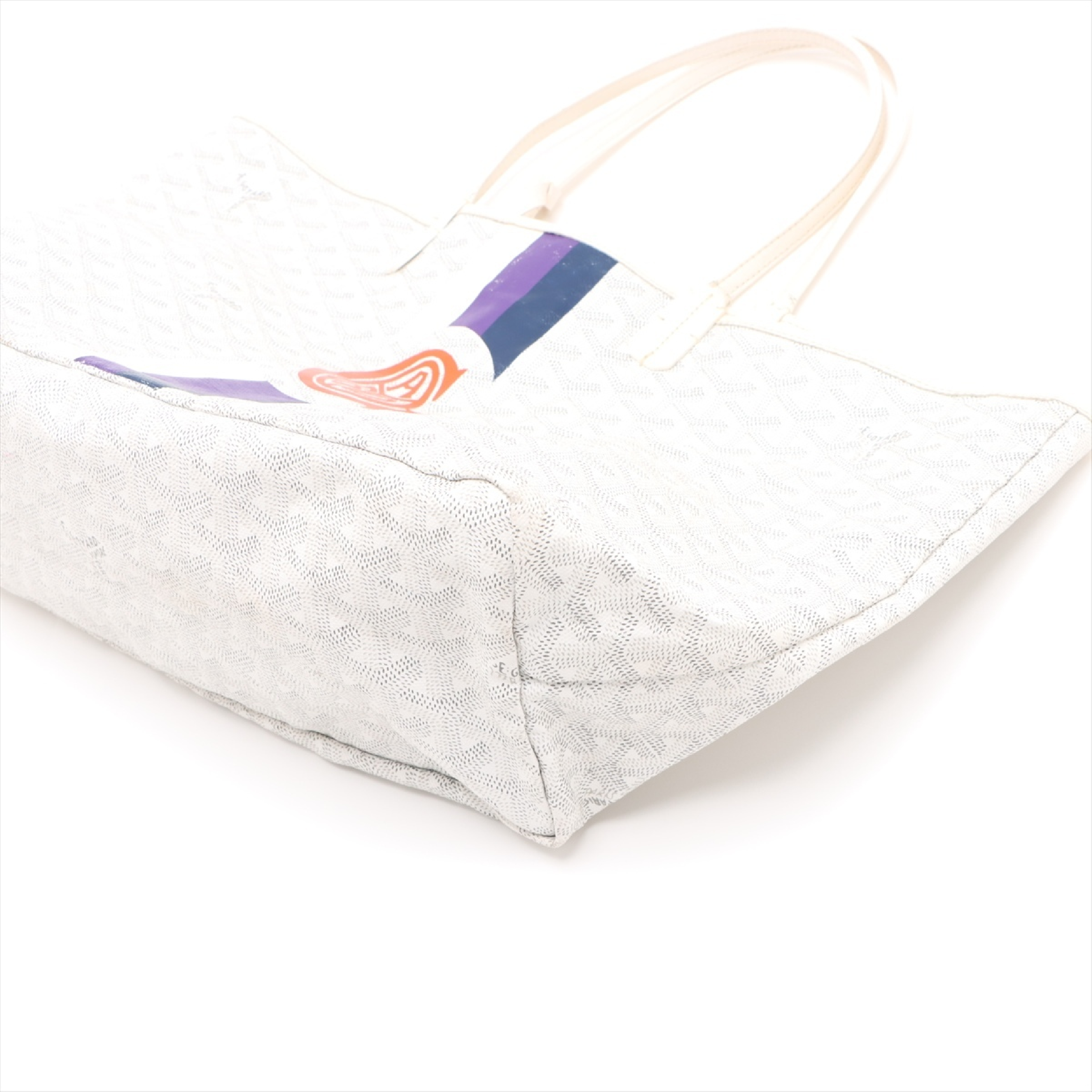 Saint Louis PM PVC x Leather Tote Bag, White, Marquage Tote Bag — view 3