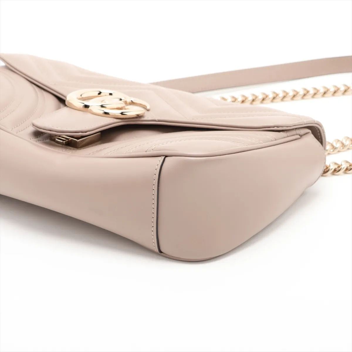 GG Marmont Leather Chain Shoulder Bag, Beige, 443497 — view 3