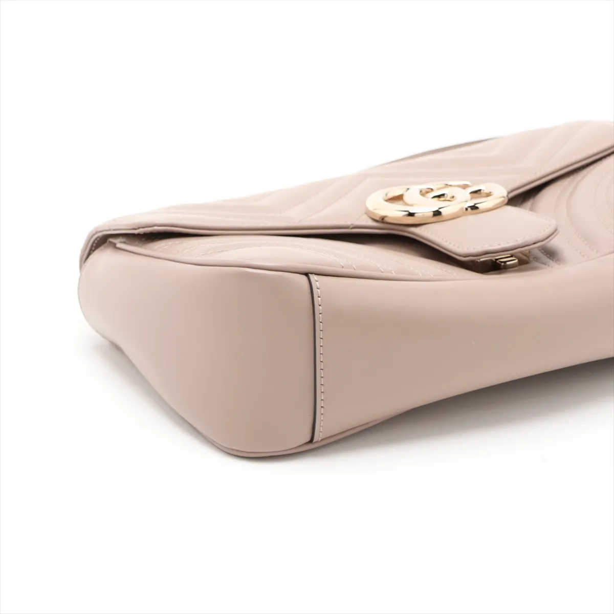 GG Marmont Leather Chain Shoulder Bag, Beige, 443497 — view 4