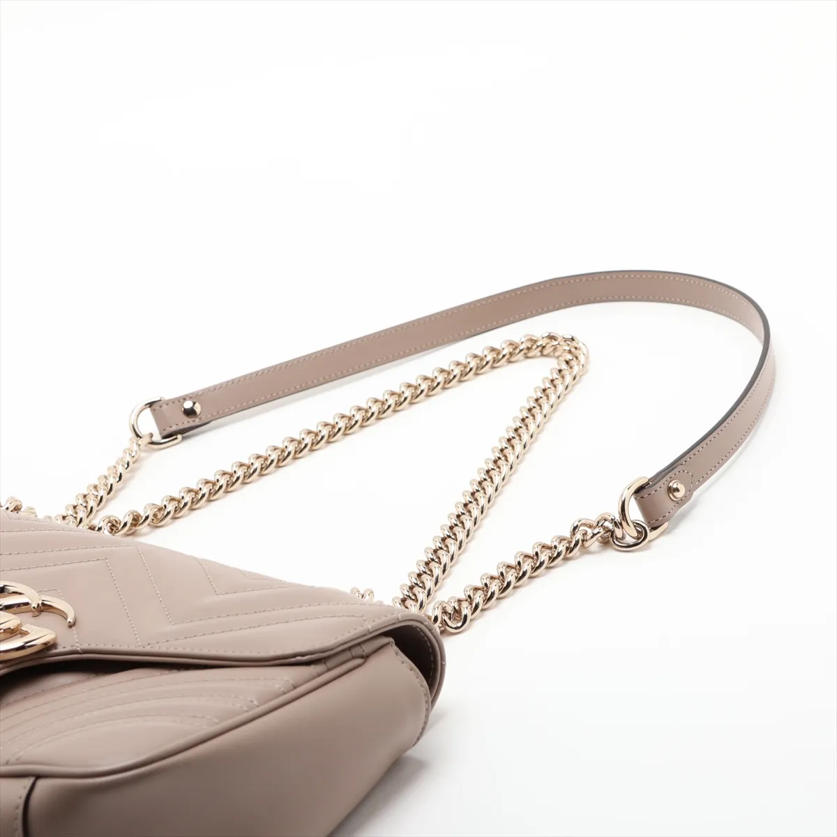 GG Marmont Leather Chain Shoulder Bag, Beige, 443497 — view 5