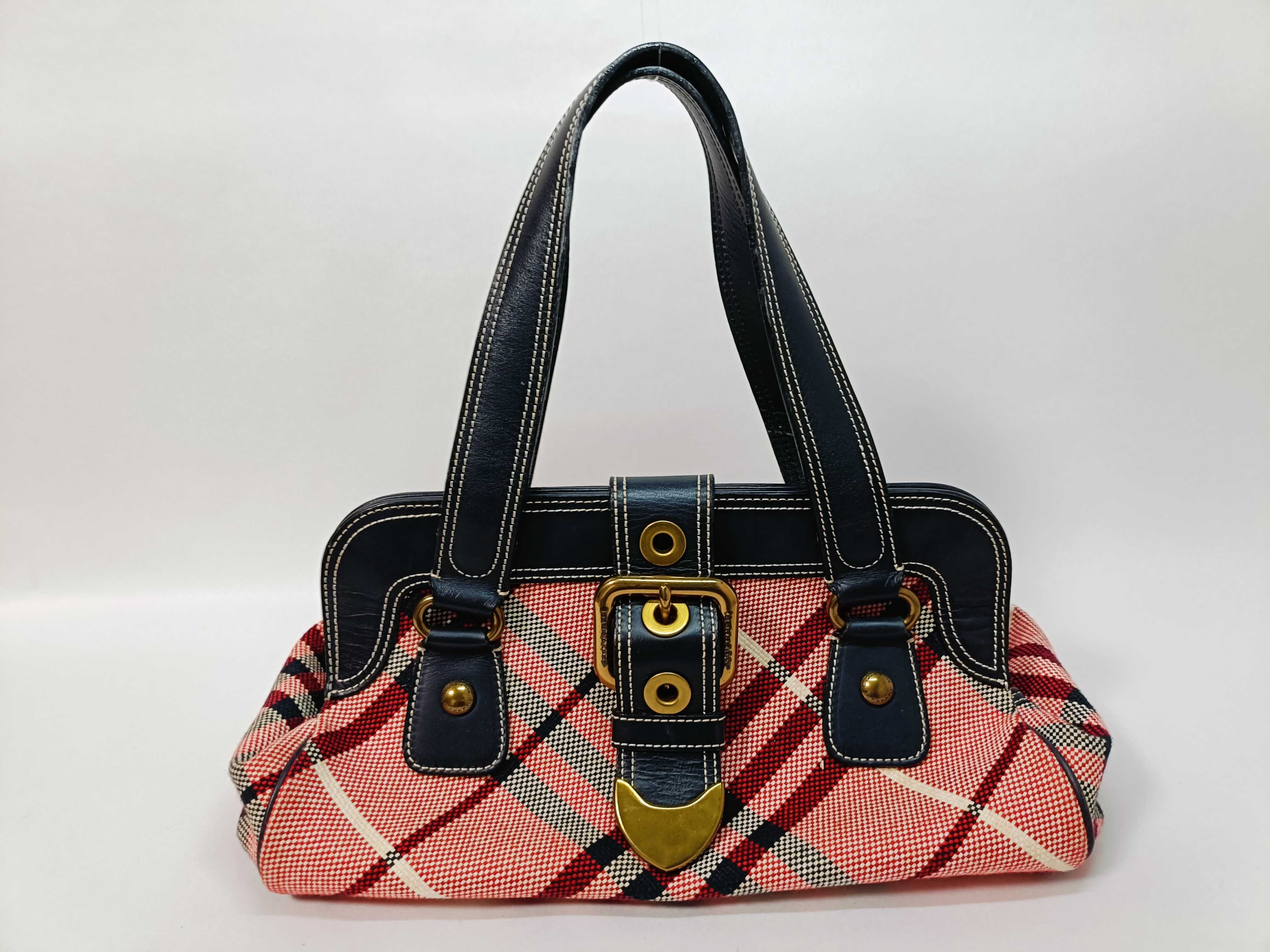 Blue Label Nylon x Leather Tote Handbag