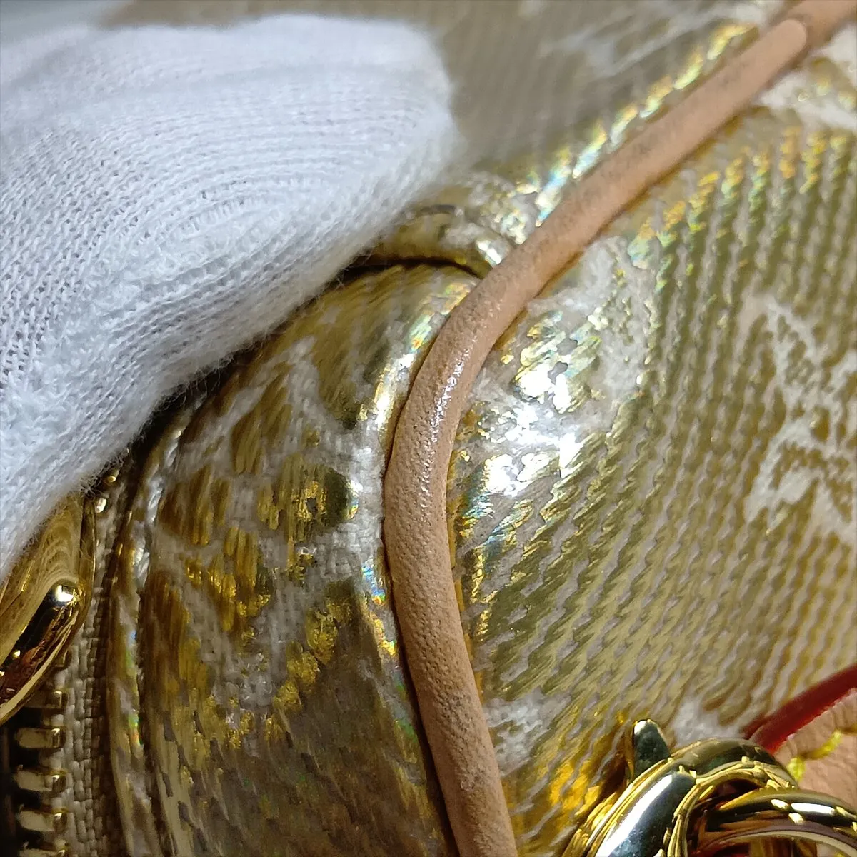 Monogram Laminated Jacquard Micro Vanity Case M22920 Gold, RFID Compatible, with Mirror — view 13