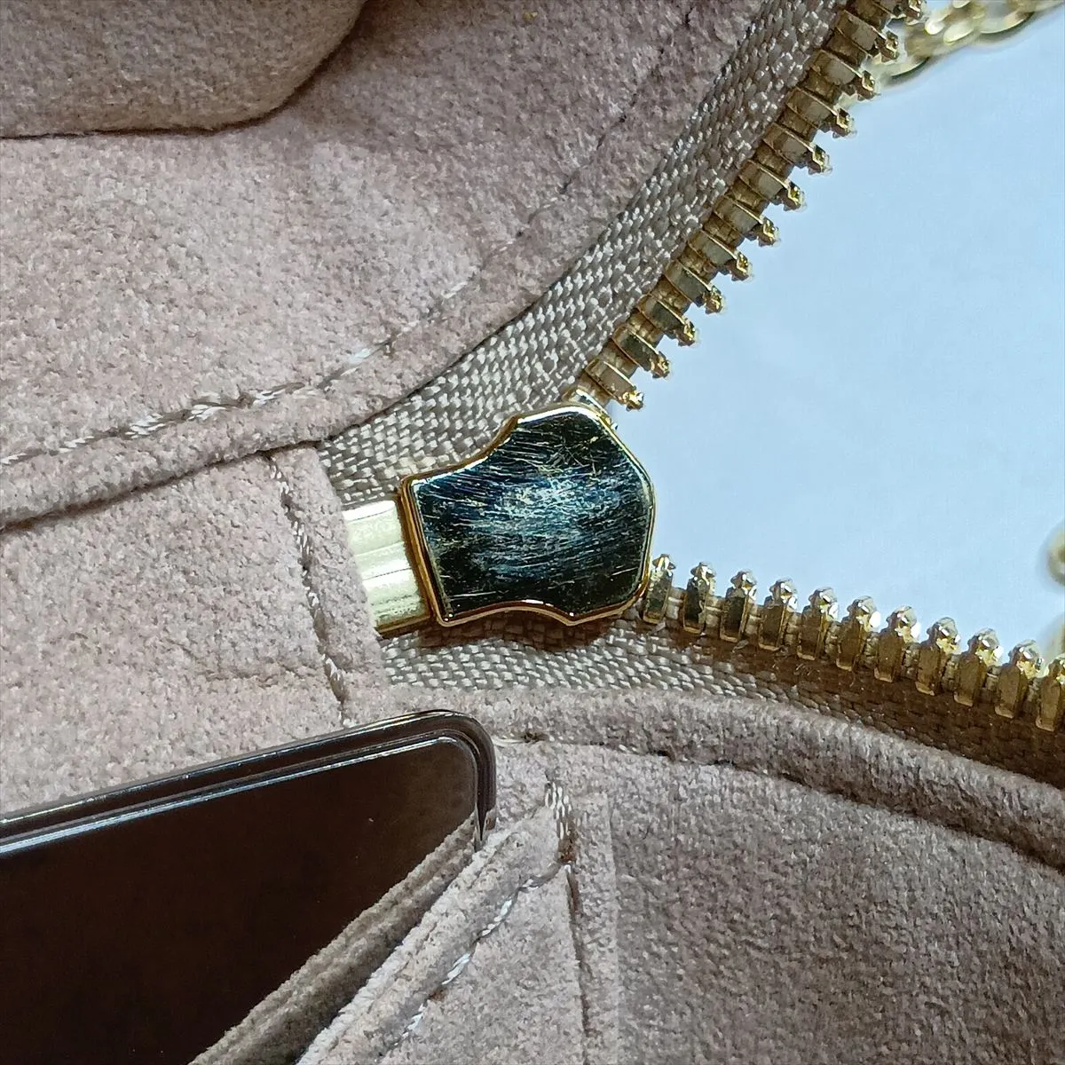 Monogram Laminated Jacquard Micro Vanity Case M22920 Gold, RFID Compatible, with Mirror — view 14