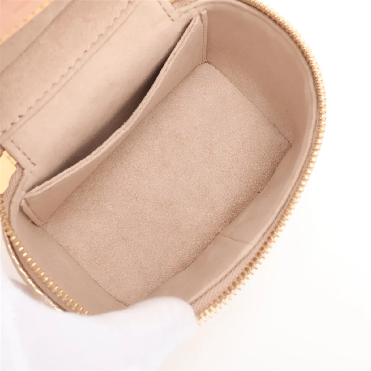 Monogram Laminated Jacquard Micro Vanity Case M22920 Gold, RFID Compatible, with Mirror — view 8