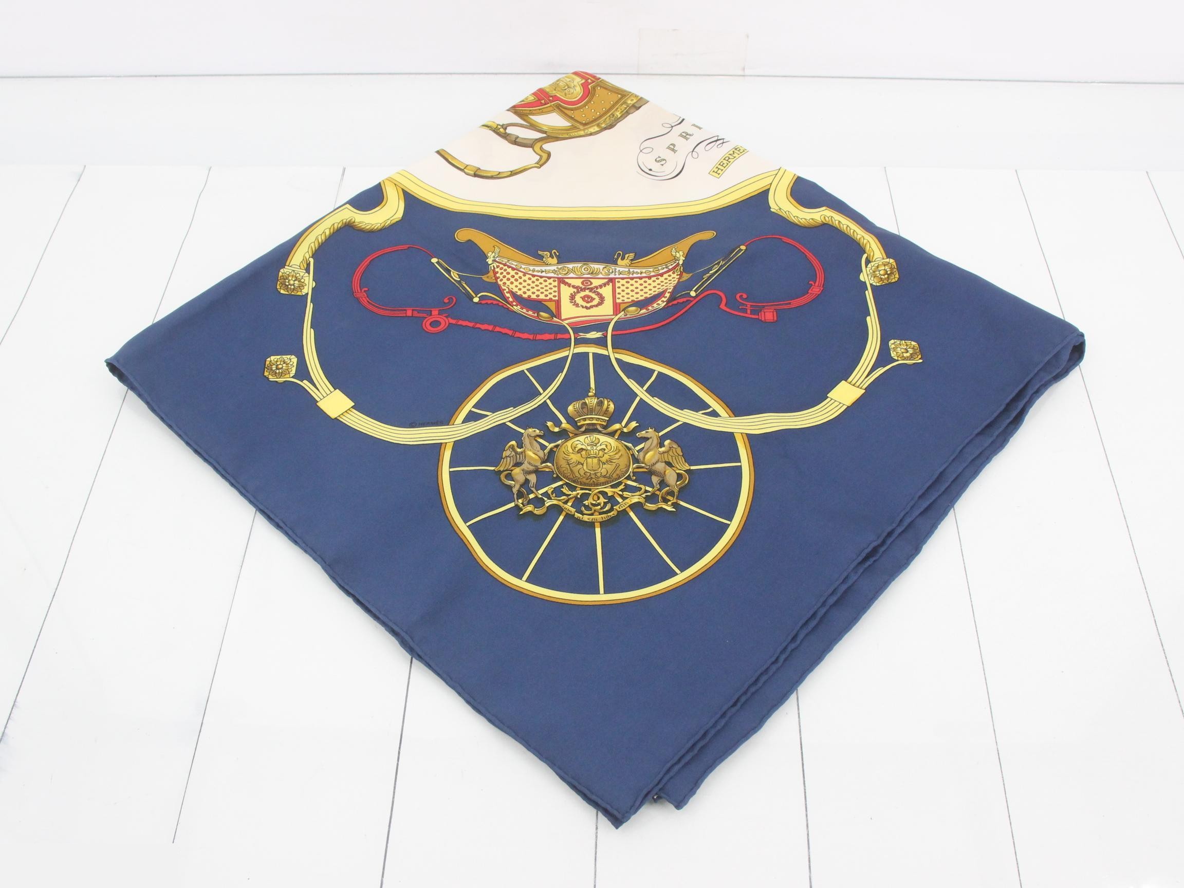 Tag attached. Carre 90 SPRINGS navy scarf.