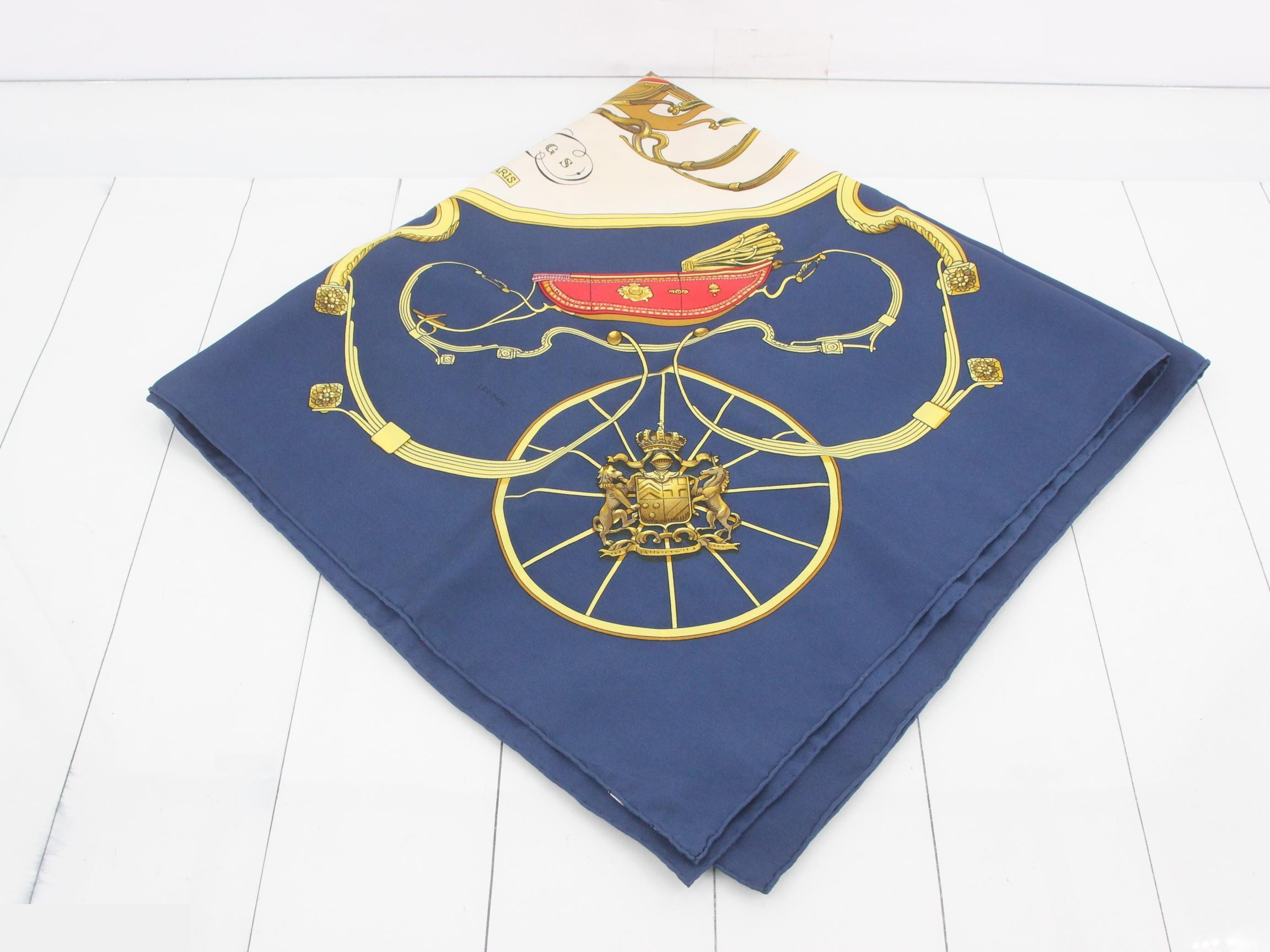 Tag attached. Carre 90 SPRINGS navy scarf. — view 2