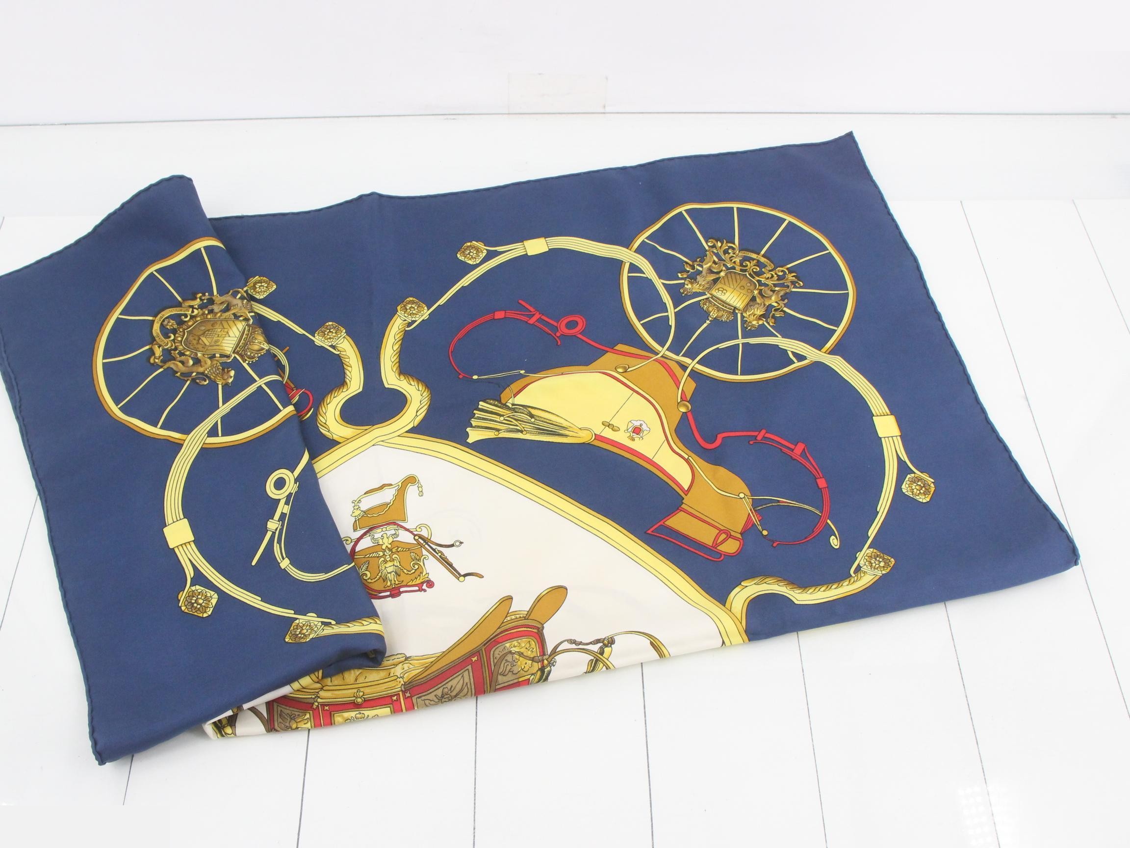 Tag attached. Carre 90 SPRINGS navy scarf. — view 3
