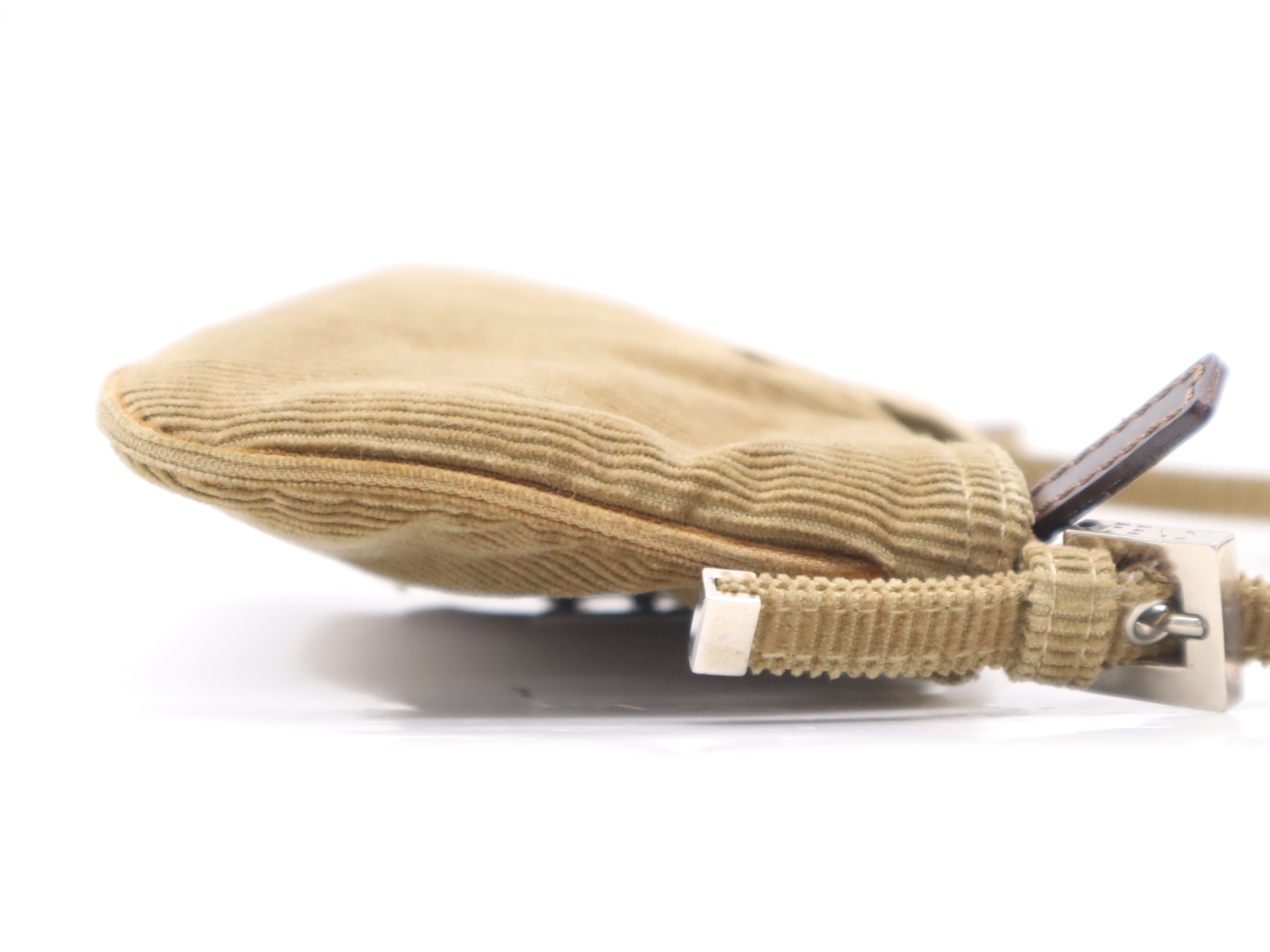 Corduroy Mamma Bucket Brown Shoulder Bag with Silver Hardware — view 5