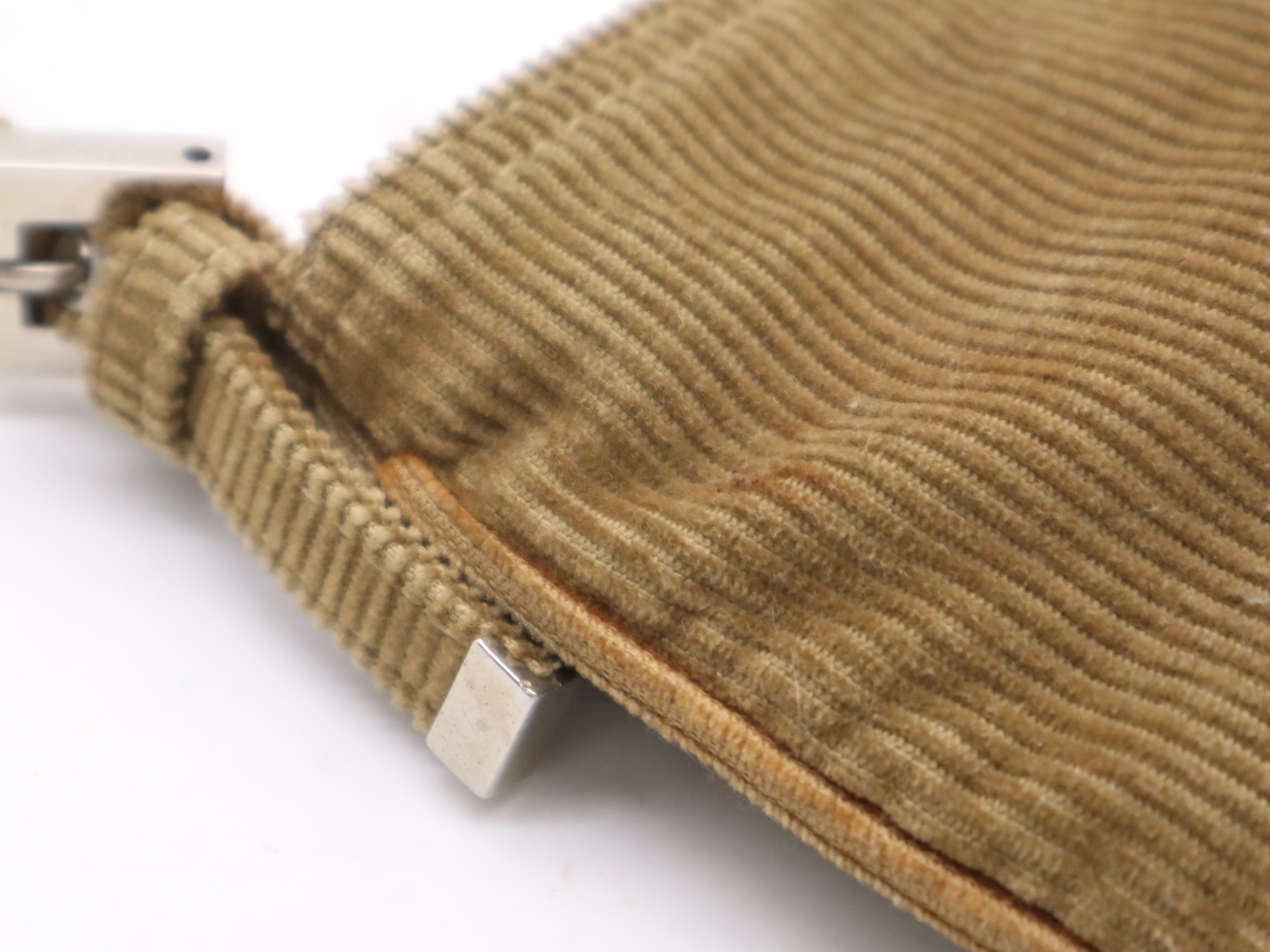 Corduroy Mamma Bucket Brown Shoulder Bag with Silver Hardware — view 10