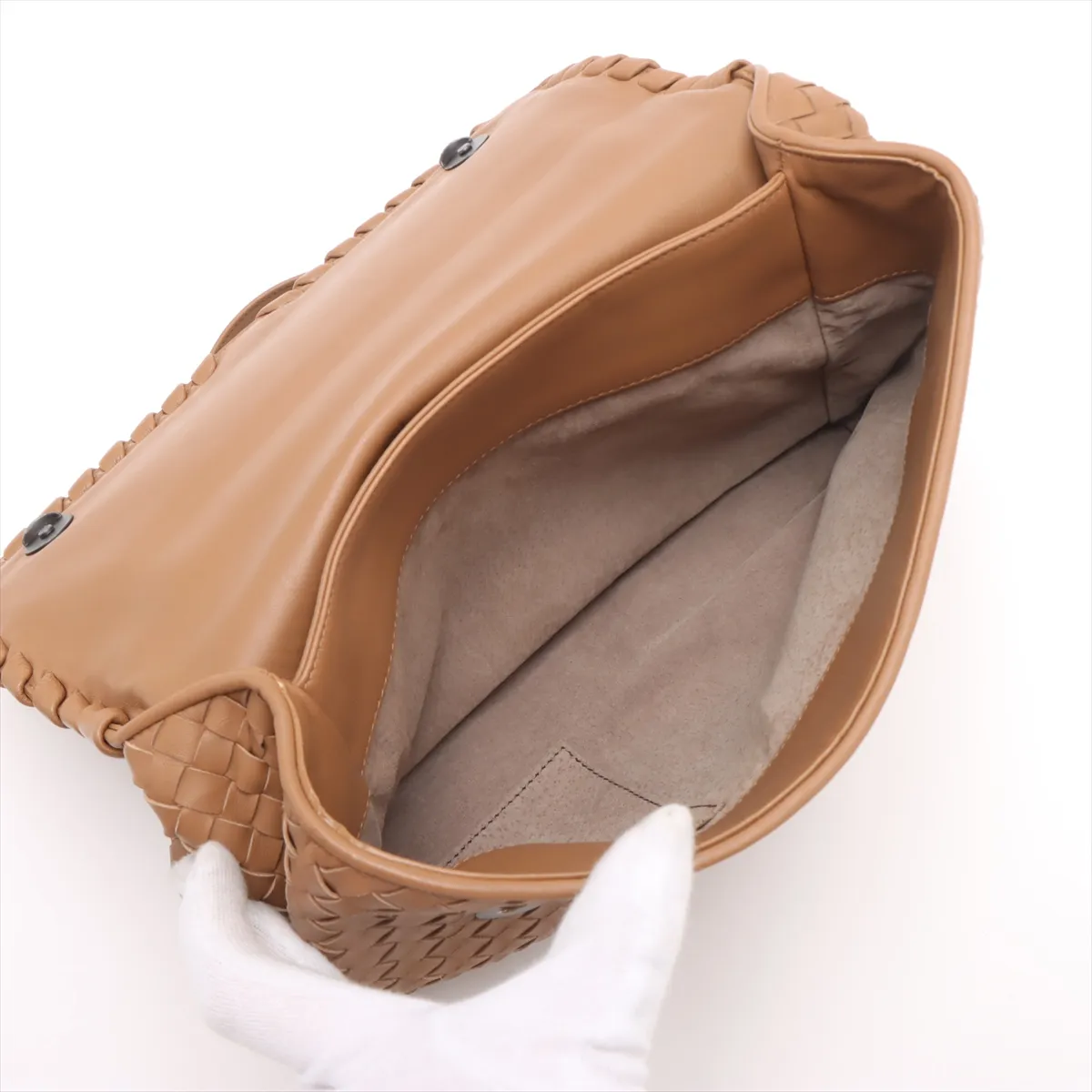 Intrecciato Chain Shoulder Bag Beige with Mirror — view 7