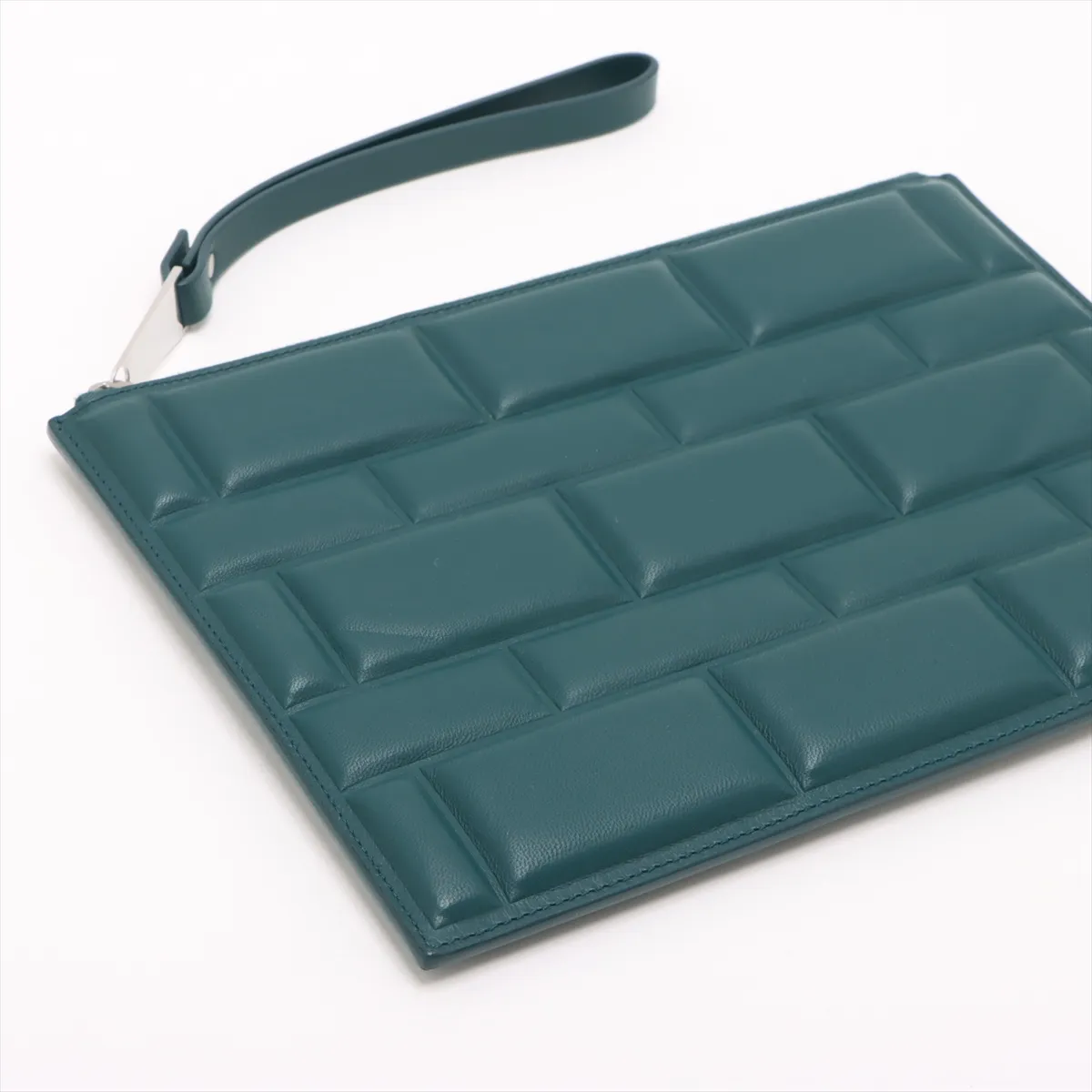 Block Leather Clutch Bag Green — view 4