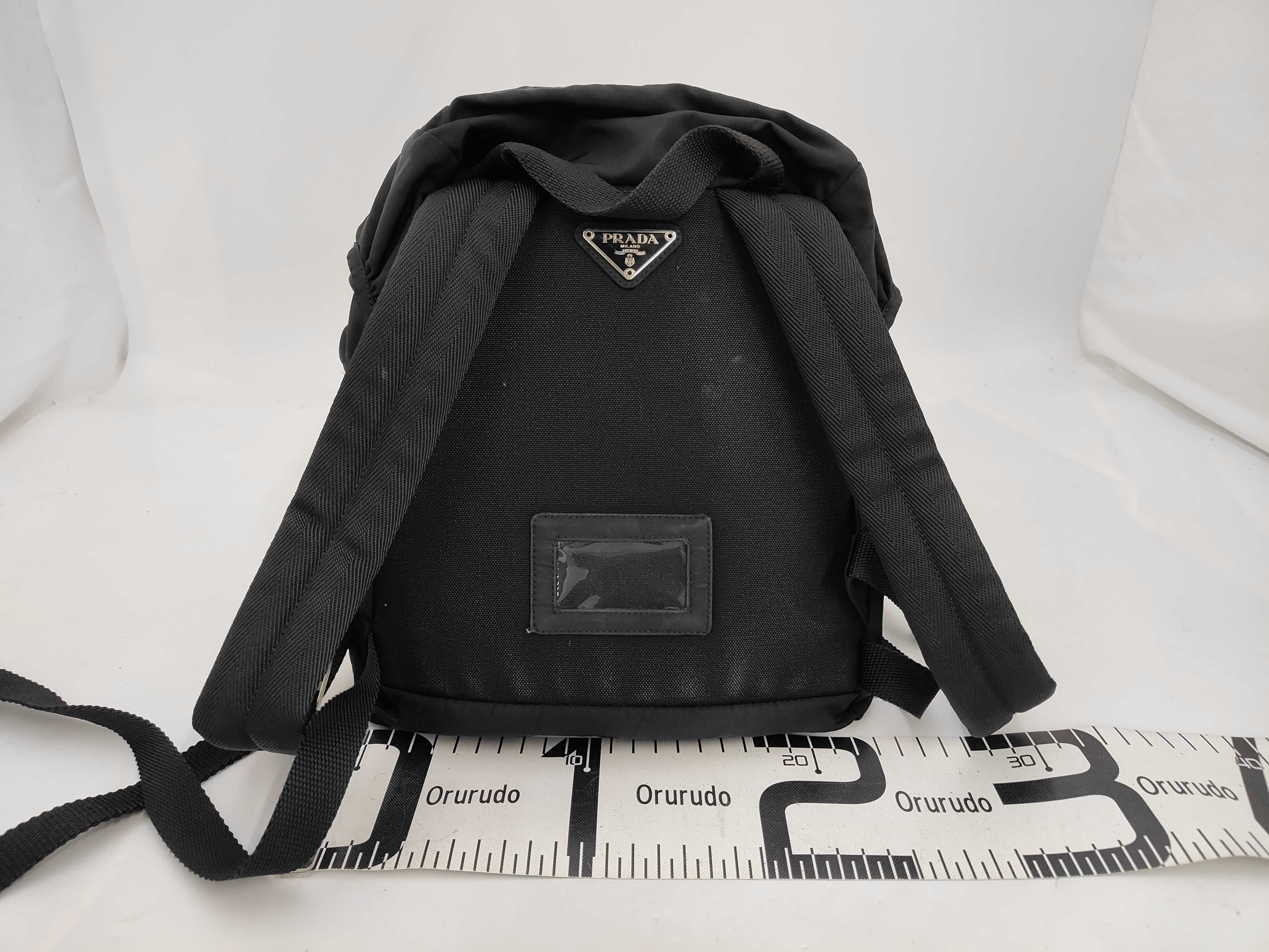 nylon backpack with triangular logo, black. — view 2