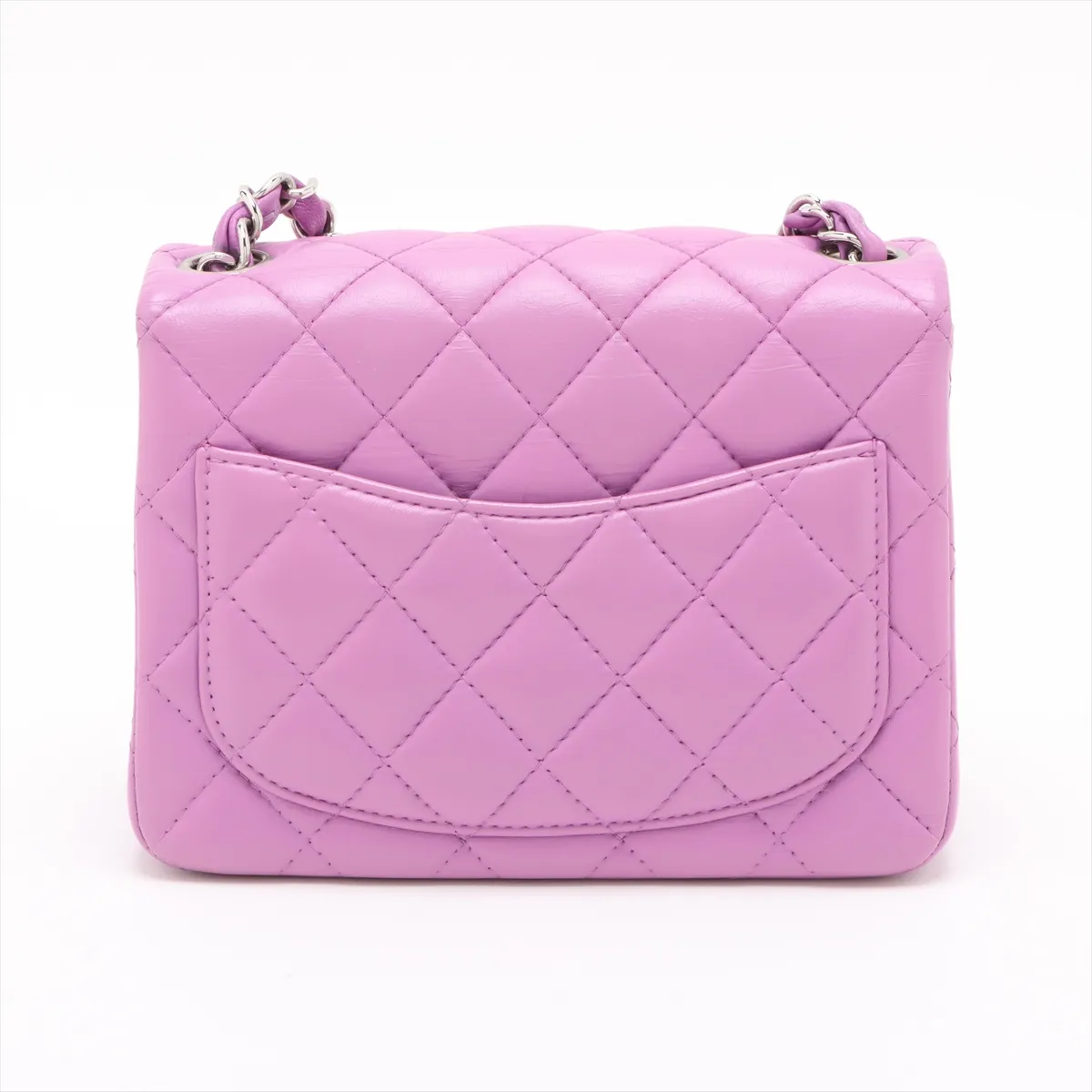 Mini Matelassé 17 Lambskin Single Flap Single Chain Bag, Purple, Silver Hardware, 29349685, Serial Number 29, A35200 — view 2