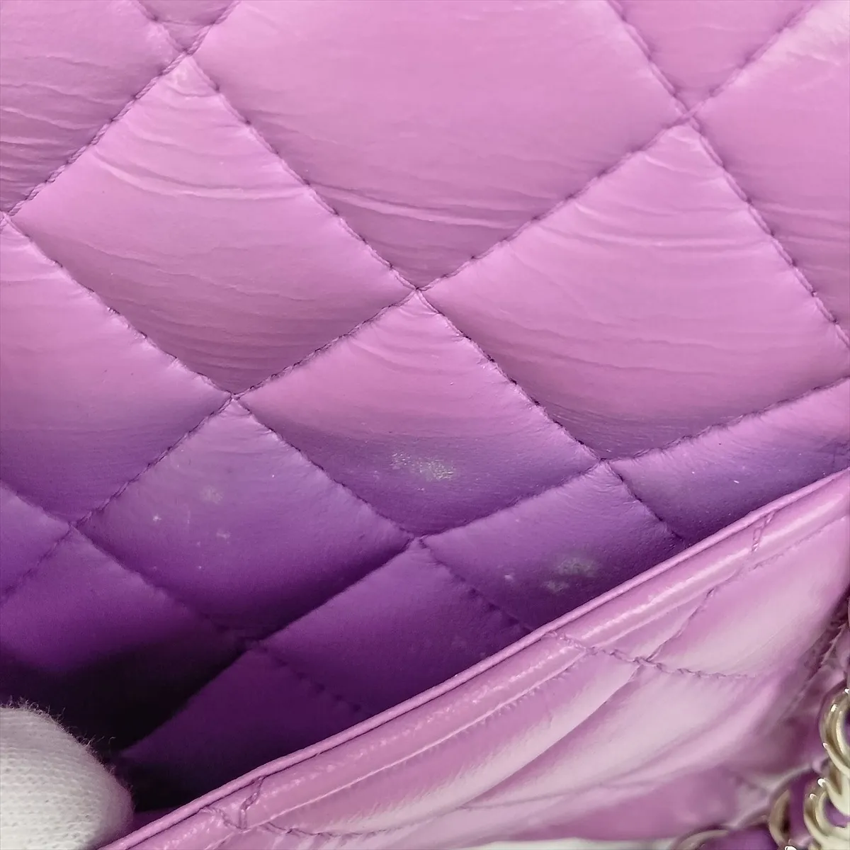 Mini Matelassé 17 Lambskin Single Flap Single Chain Bag, Purple, Silver Hardware, 29349685, Serial Number 29, A35200 — view 15