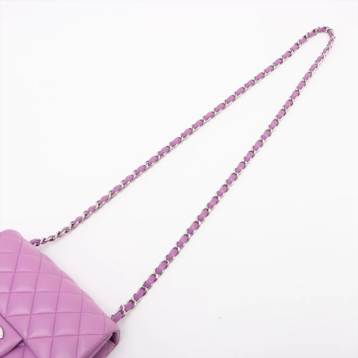 Mini Matelassé 17 Lambskin Single Flap Single Chain Bag, Purple, Silver Hardware, 29349685, Serial Number 29, A35200 — view 5