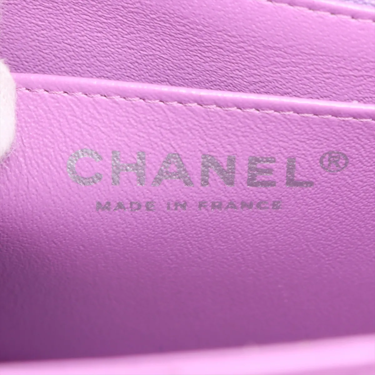 Mini Matelassé 17 Lambskin Single Flap Single Chain Bag, Purple, Silver Hardware, 29349685, Serial Number 29, A35200 — view 9